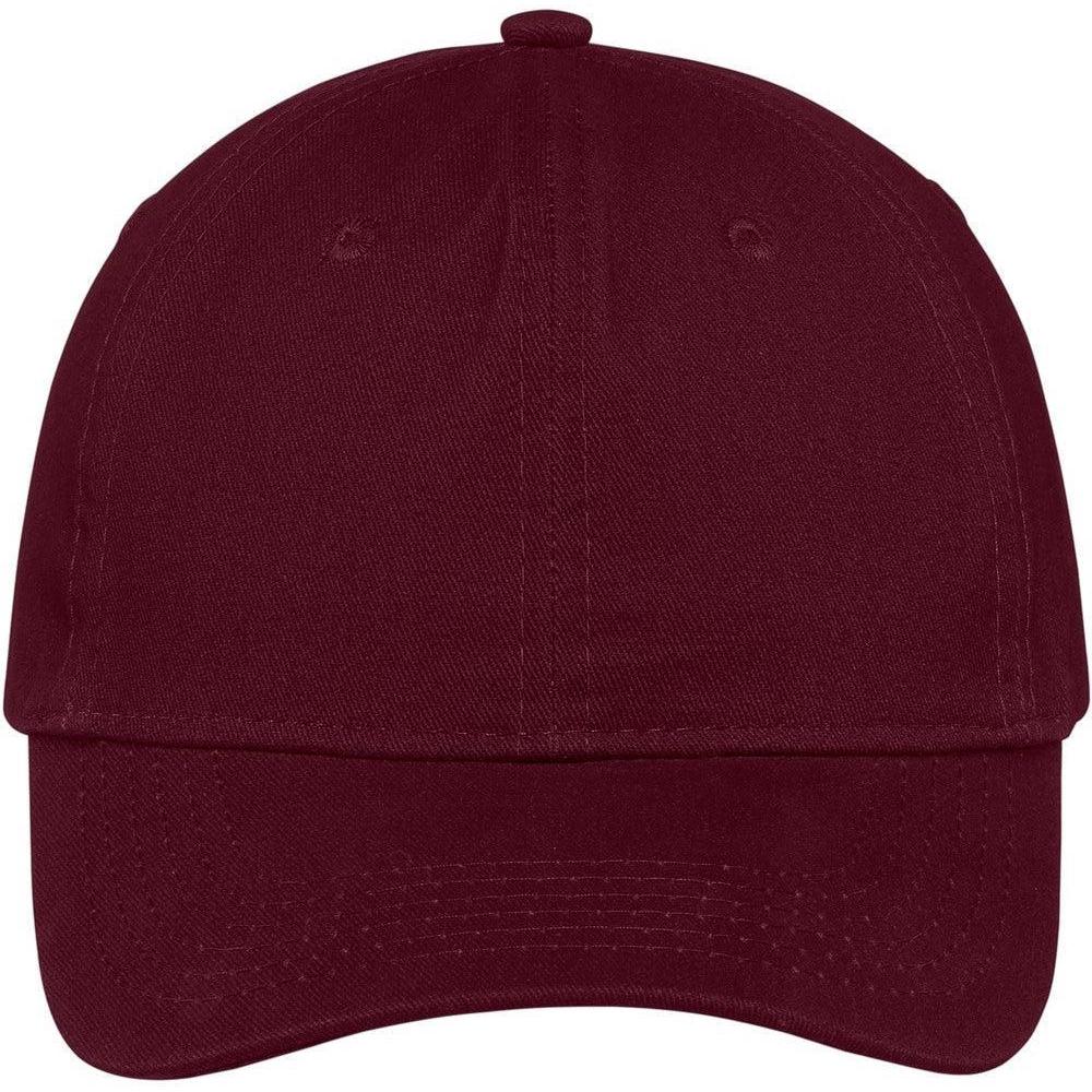 no-logo Port & Company Brushed Twill Low Profile Cap-Headwear-Port & Company-Maroon-OSFA-Thread Logic
