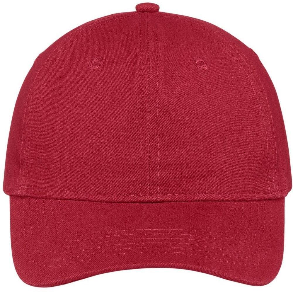 no-logo Port & Company Brushed Twill Low Profile Cap-Headwear-Port & Company-Red-OSFA-Thread Logic