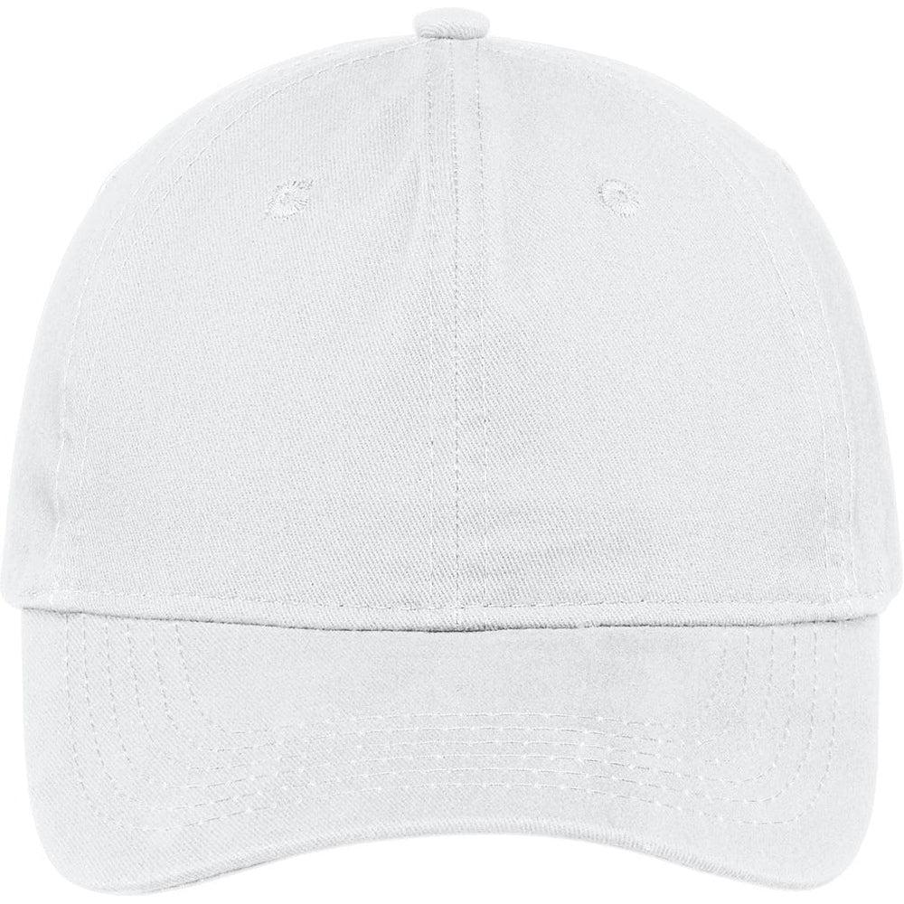 no-logo Port & Company Brushed Twill Low Profile Cap-Headwear-Port & Company-White-OSFA-Thread Logic