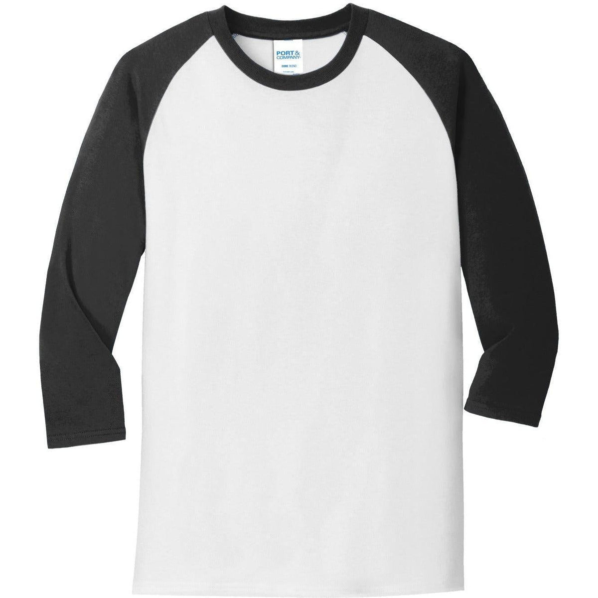 no-logo Port & Company Core Blend 3/4-Sleeve Raglan Tee