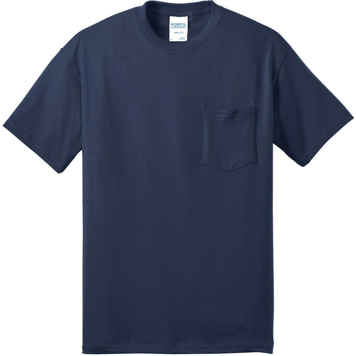 no-logo Port & Company Core Blend Pocket Tee-Regular-Port & Company-Navy-S-Thread Logic
