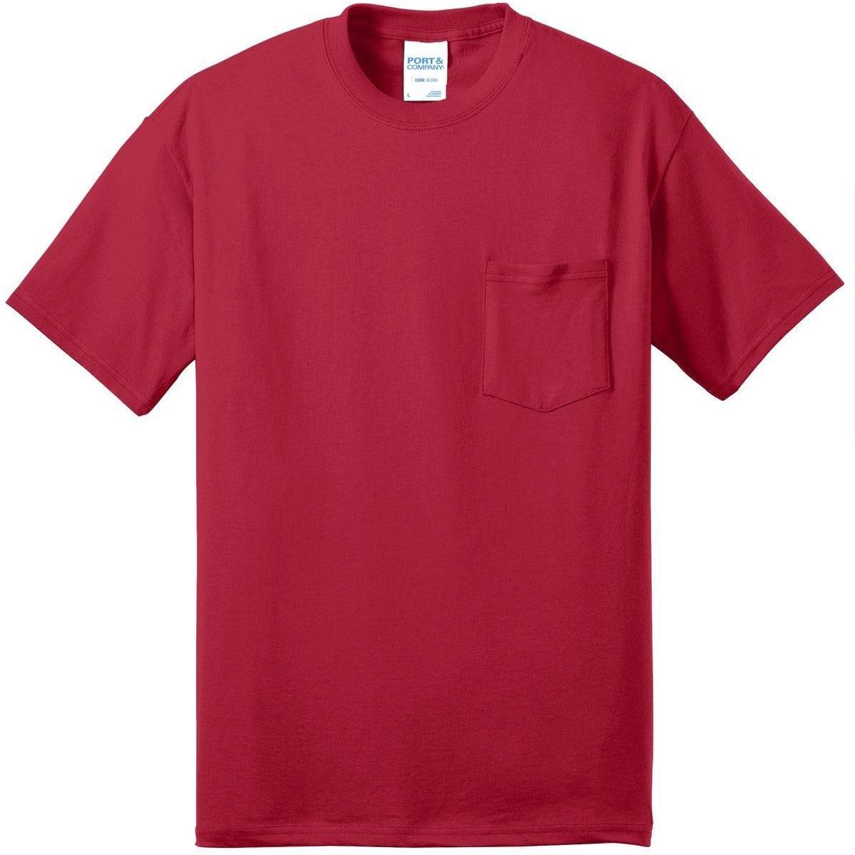 no-logo Port & Company Core Blend Pocket Tee-Regular-Port & Company-Red-S-Thread Logic