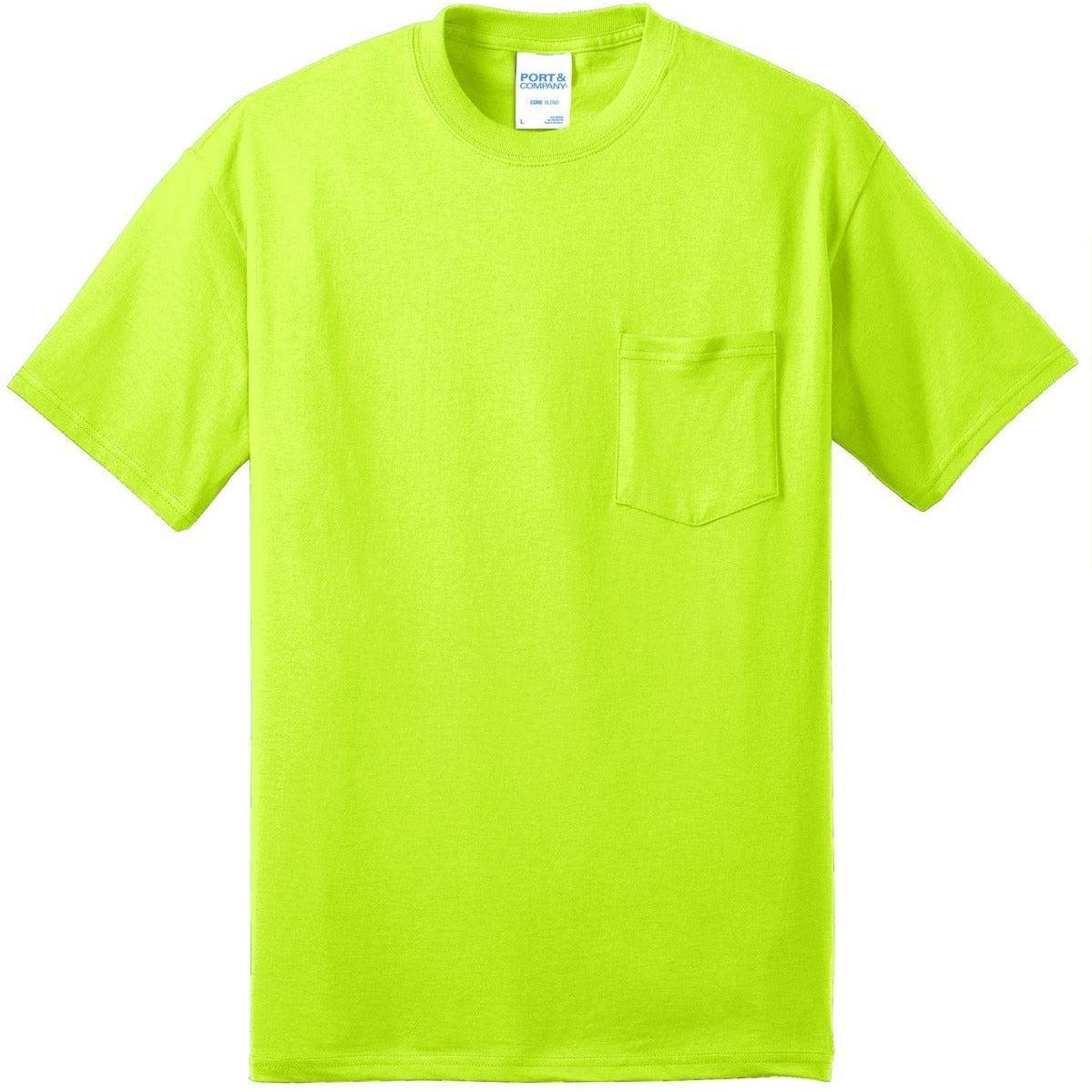 no-logo Port & Company Core Blend Pocket Tee-Regular-Port & Company-Safety Green-S-Thread Logic