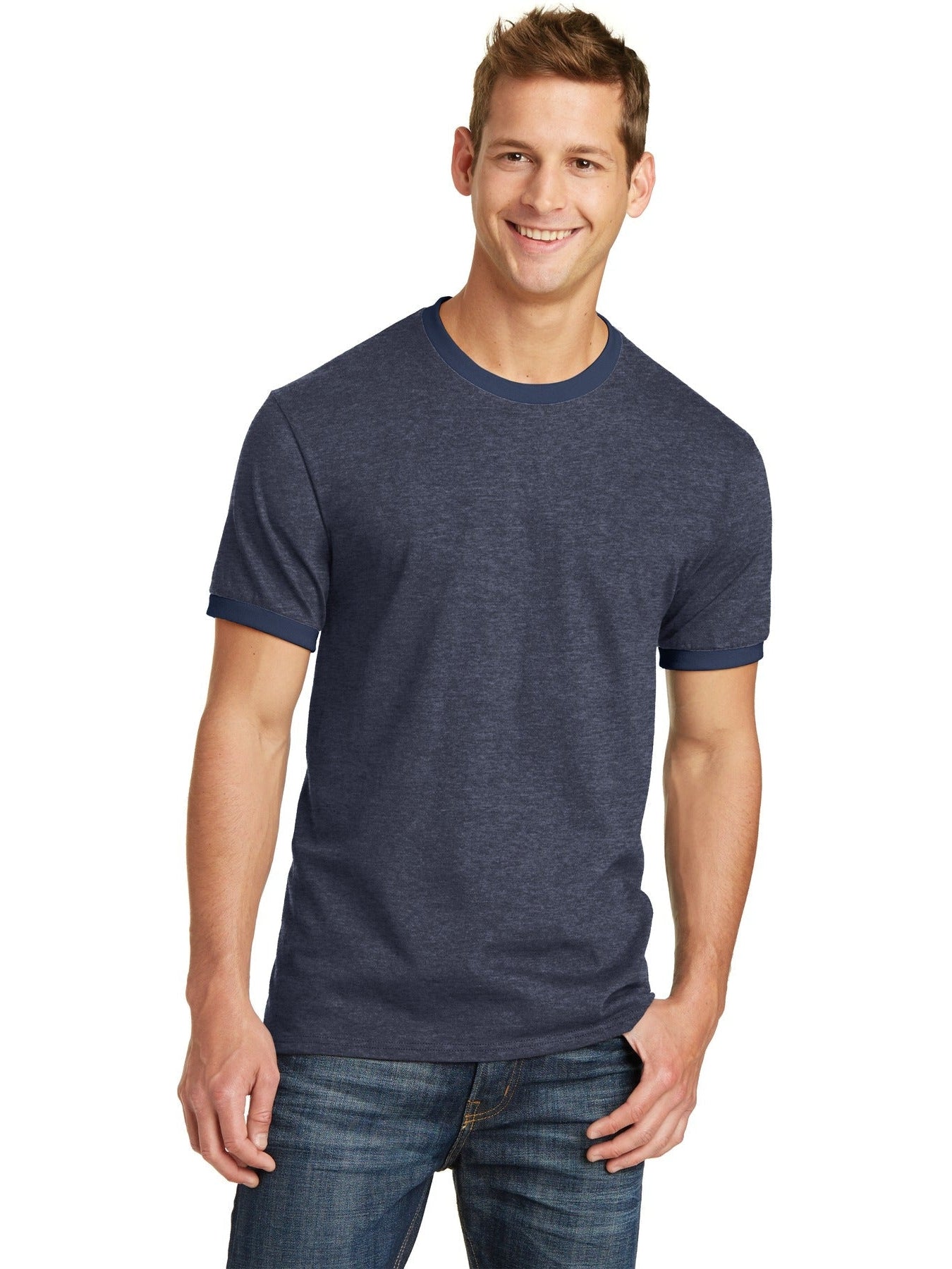no-logo Port & Company Core Cotton Ringer Tee-Regular-Port & Company-Thread Logic