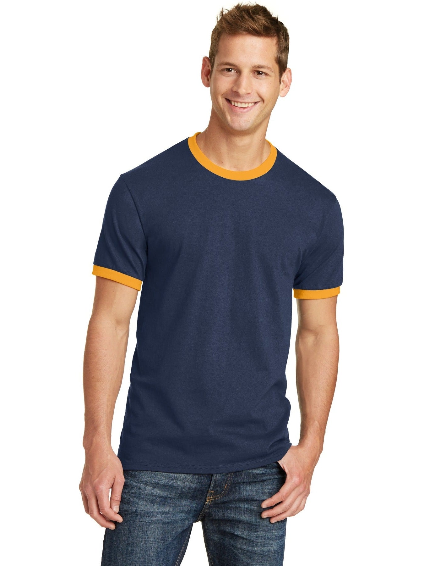 no-logo Port & Company Core Cotton Ringer Tee-Regular-Port & Company-Thread Logic
