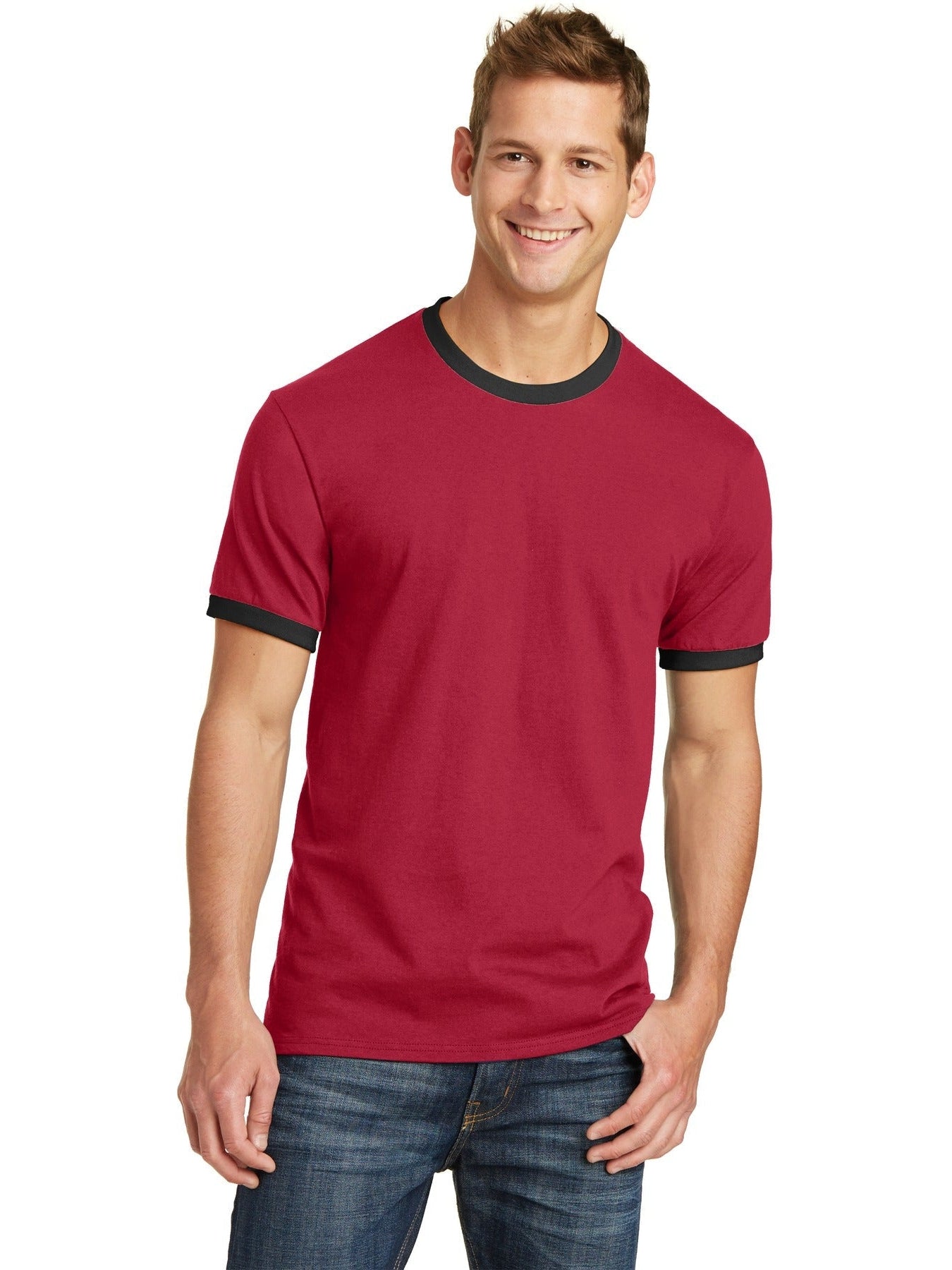 no-logo Port & Company Core Cotton Ringer Tee-Regular-Port & Company-Thread Logic