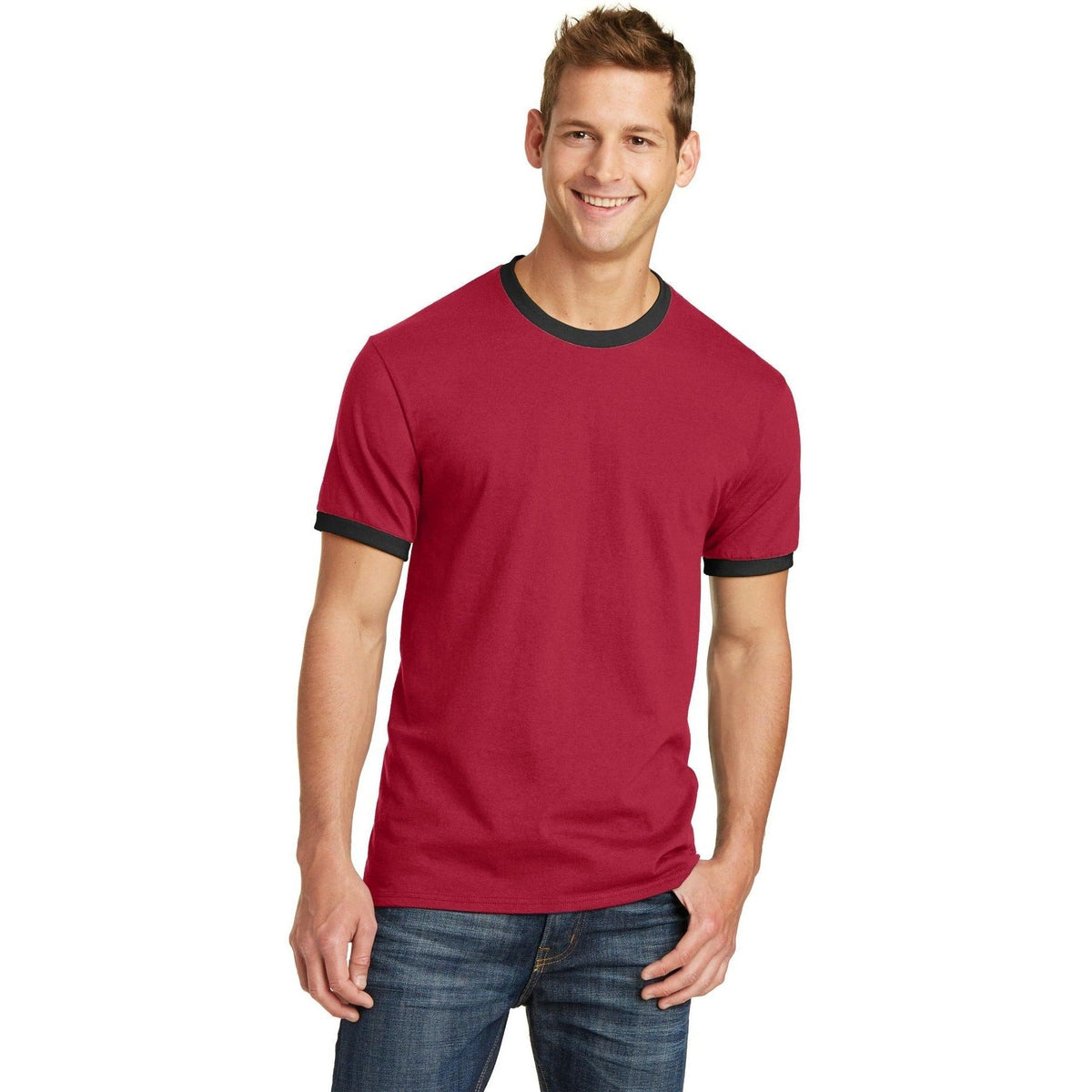 no-logo Port & Company Core Cotton Ringer Tee-Regular-Port & Company-Thread Logic