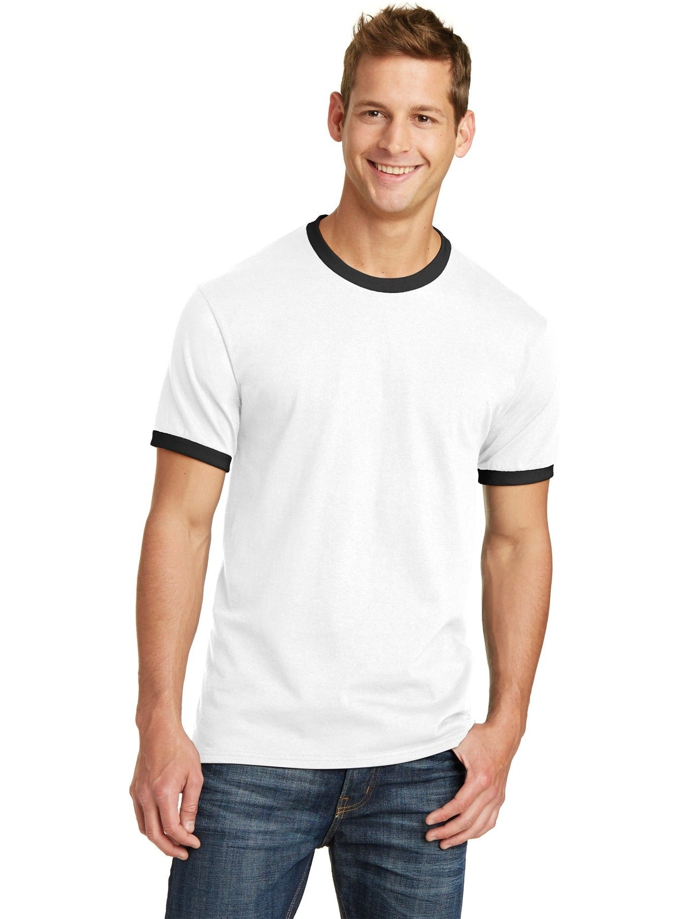 no-logo Port & Company Core Cotton Ringer Tee-Regular-Port & Company-Thread Logic