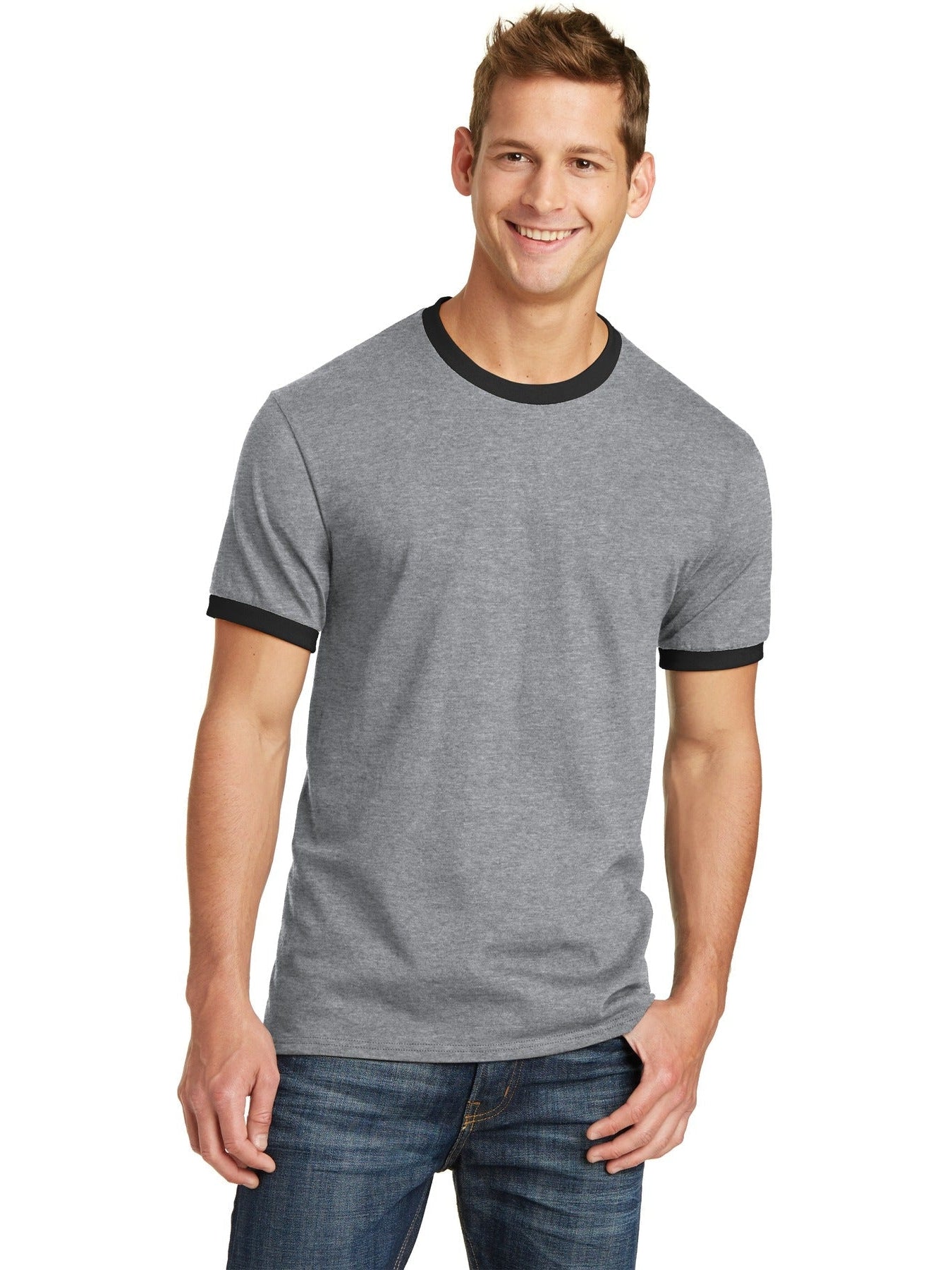 no-logo Port & Company Core Cotton Ringer Tee-Regular-Port & Company-Thread Logic