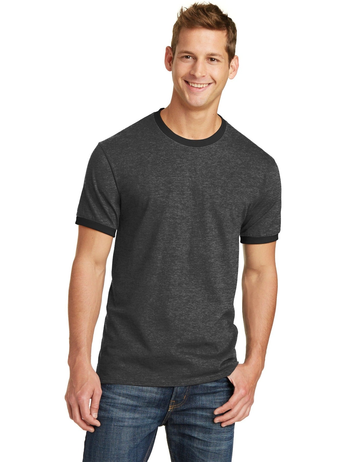 no-logo Port & Company Core Cotton Ringer Tee-Regular-Port & Company-Thread Logic
