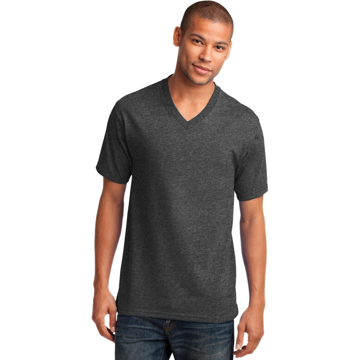 no-logo Port & Company Core Cotton V-Neck Tee-Regular-Port & Company-Thread Logic