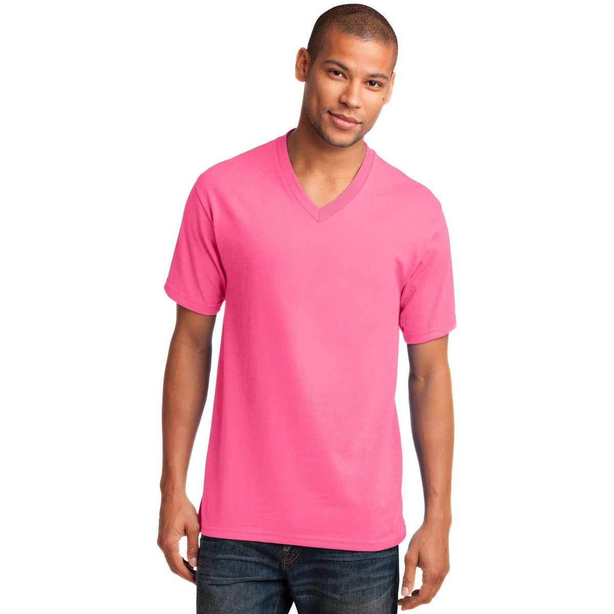 no-logo Port & Company Core Cotton V-Neck Tee-Regular-Port & Company-Thread Logic