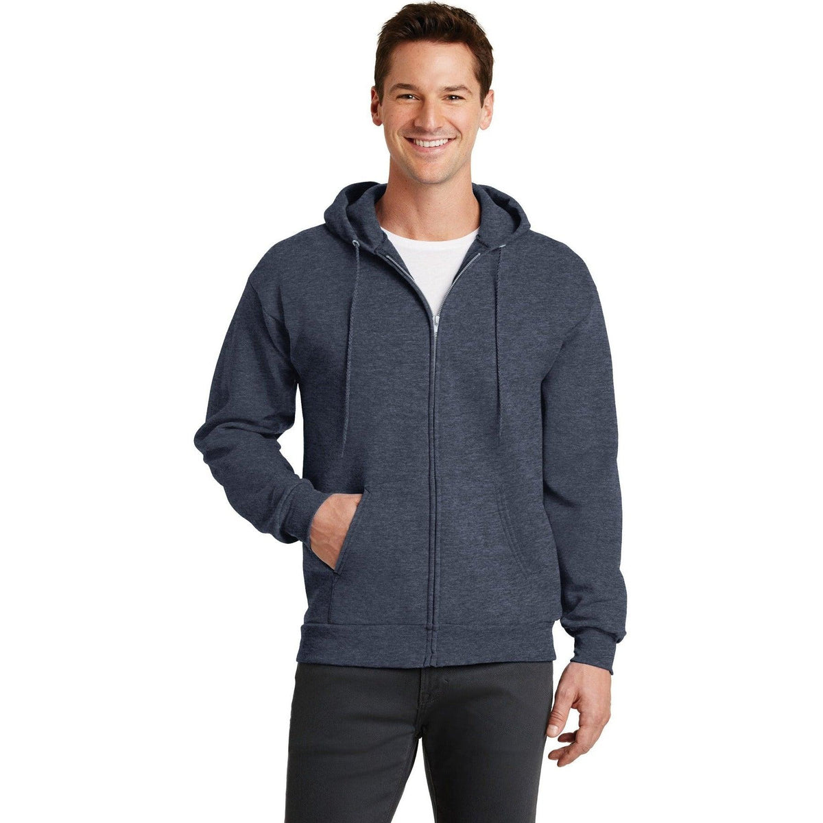 no-logo Port & Company Core Fleece Full-Zip Hooded Sweatshirt-Regular-Port & Company-Thread Logic