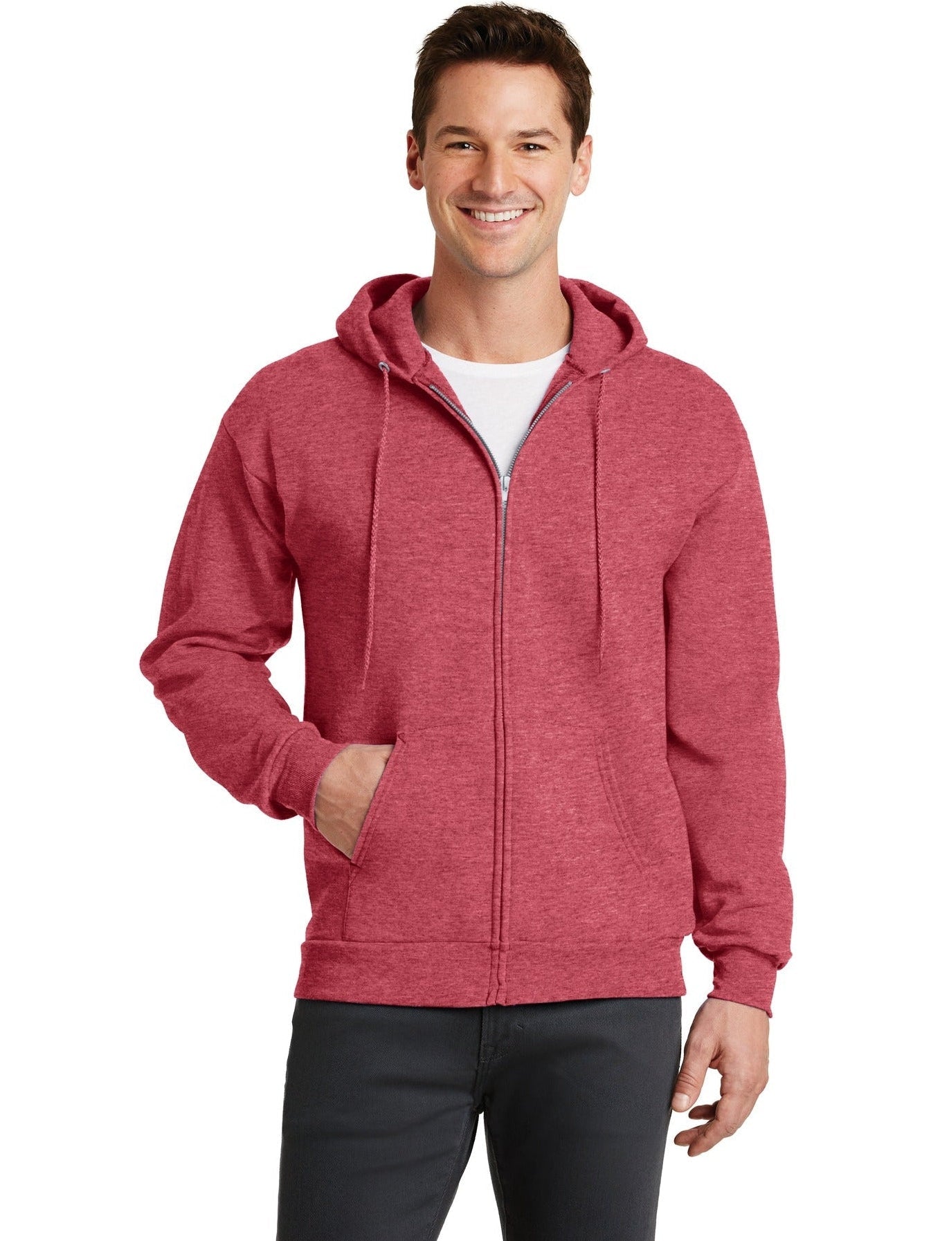 no-logo Port & Company Core Fleece Full-Zip Hooded Sweatshirt-Regular-Port & Company-Thread Logic