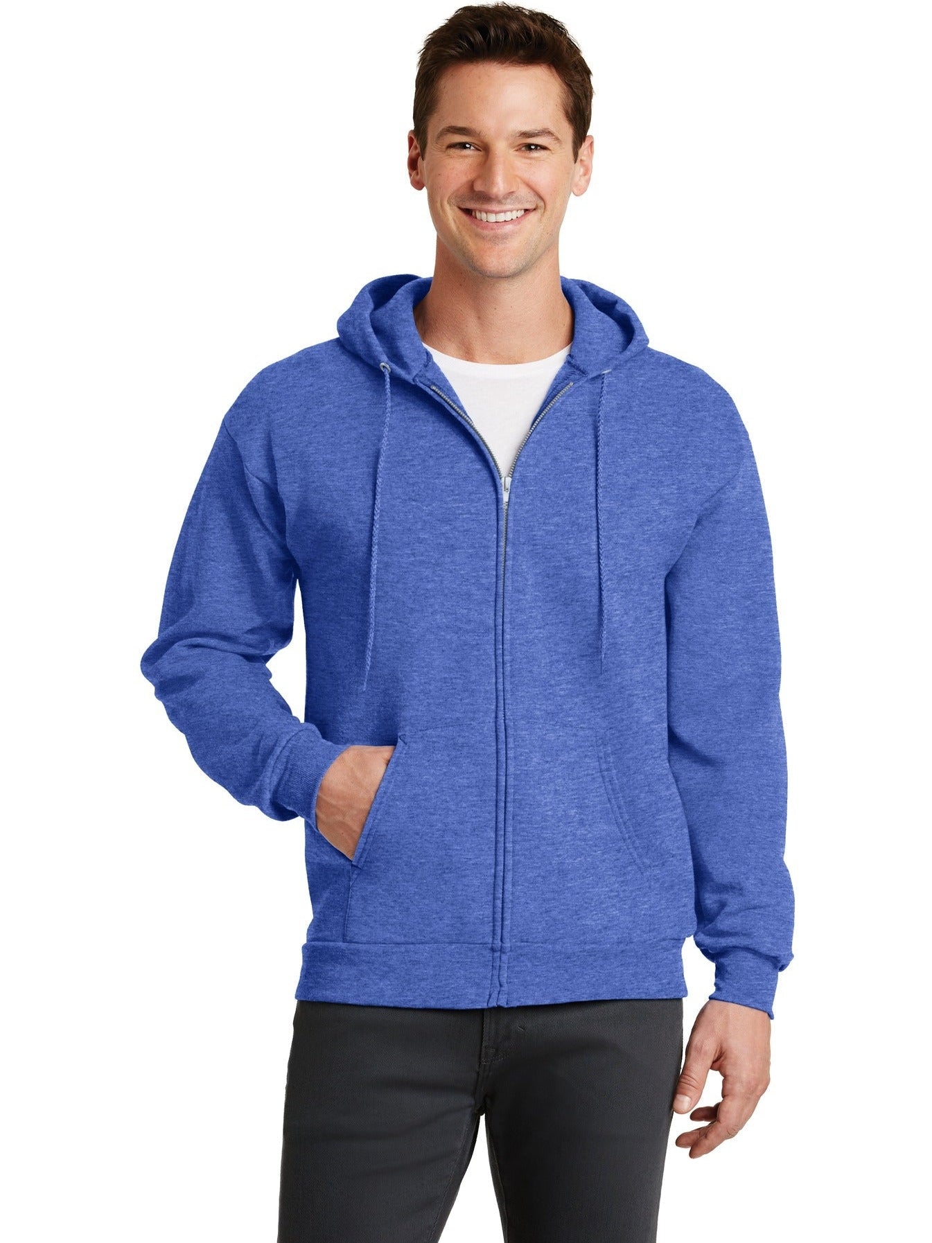 no-logo Port & Company Core Fleece Full-Zip Hooded Sweatshirt-Regular-Port & Company-Thread Logic