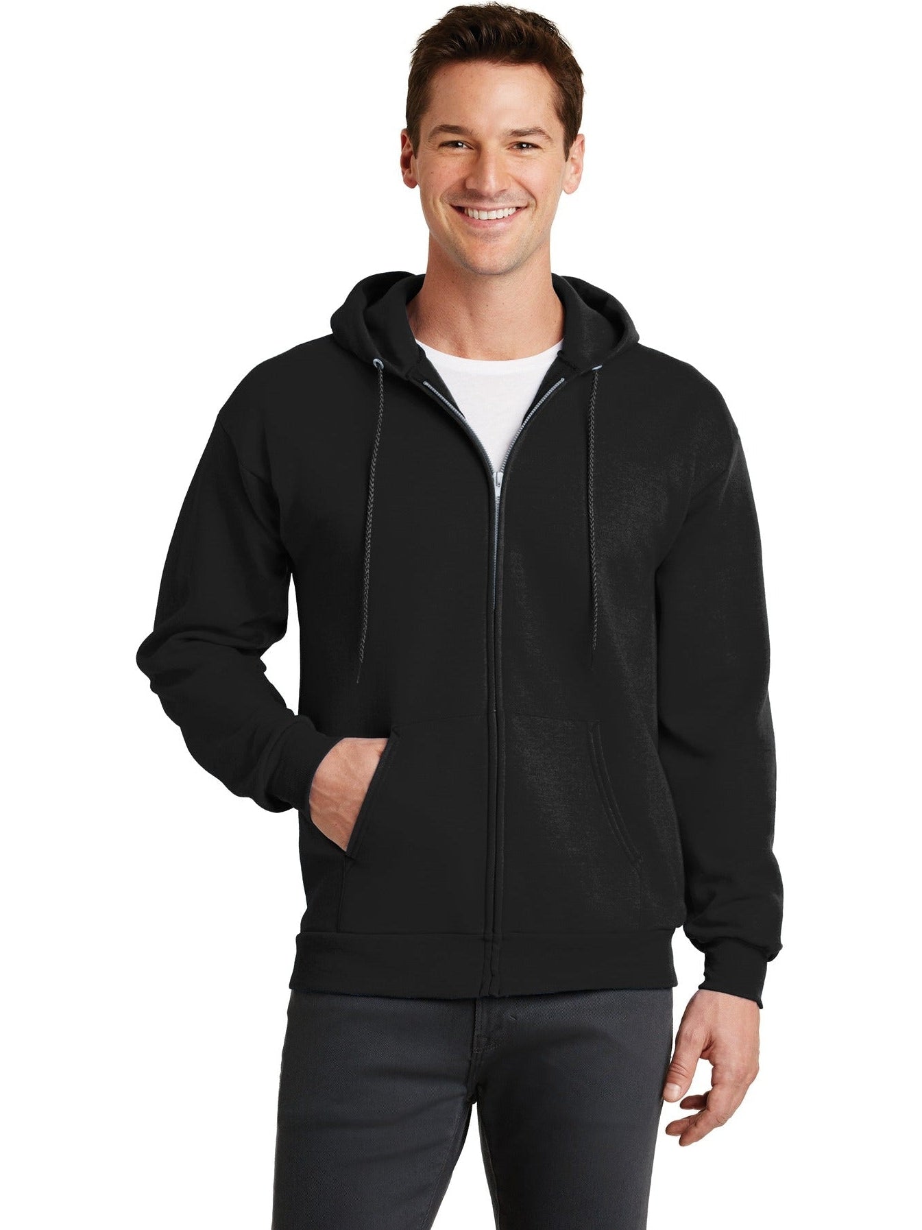 no-logo Port & Company Core Fleece Full-Zip Hooded Sweatshirt-Regular-Port & Company-Thread Logic