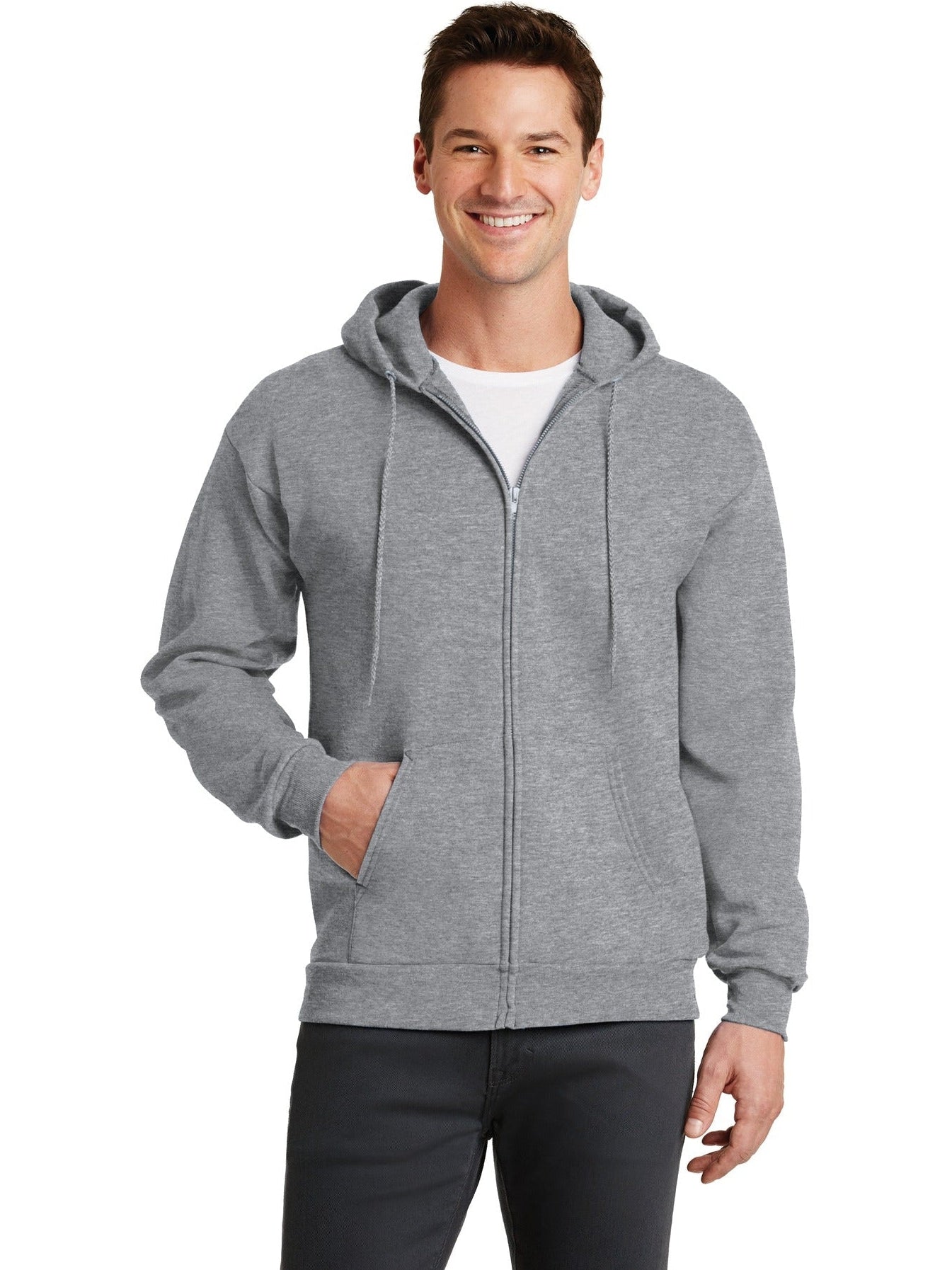 no-logo Port & Company Core Fleece Full-Zip Hooded Sweatshirt-Regular-Port & Company-Thread Logic