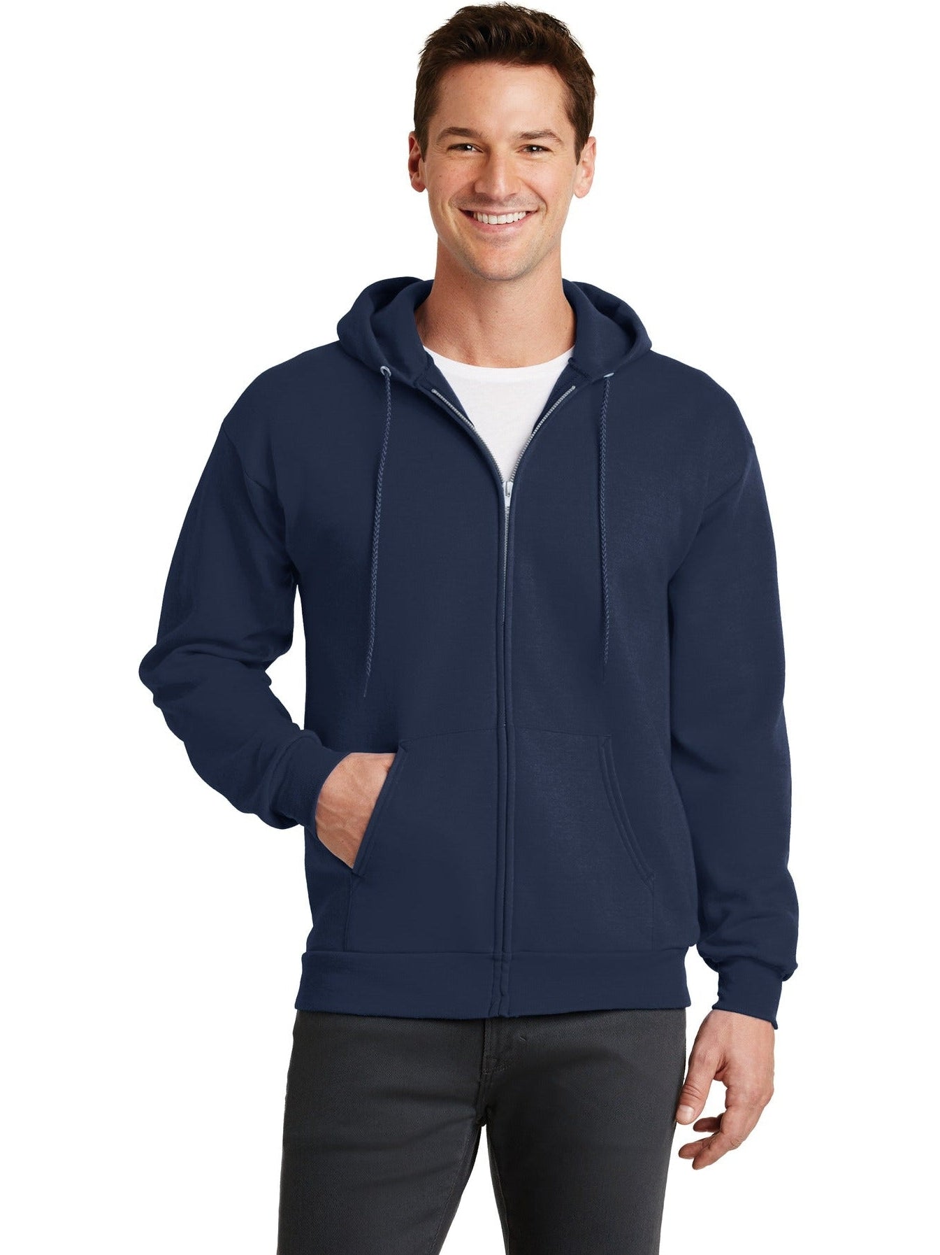 no-logo Port & Company Core Fleece Full-Zip Hooded Sweatshirt-Regular-Port & Company-Thread Logic