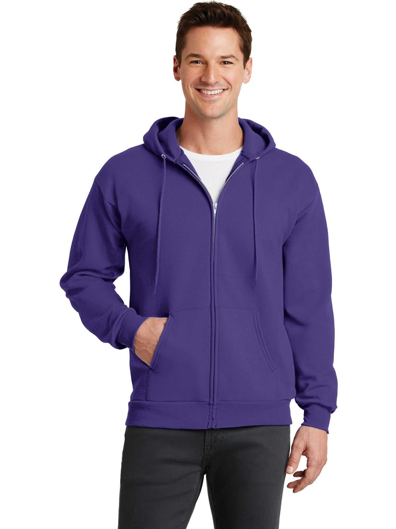 no-logo Port & Company Core Fleece Full-Zip Hooded Sweatshirt-Regular-Port & Company-Thread Logic