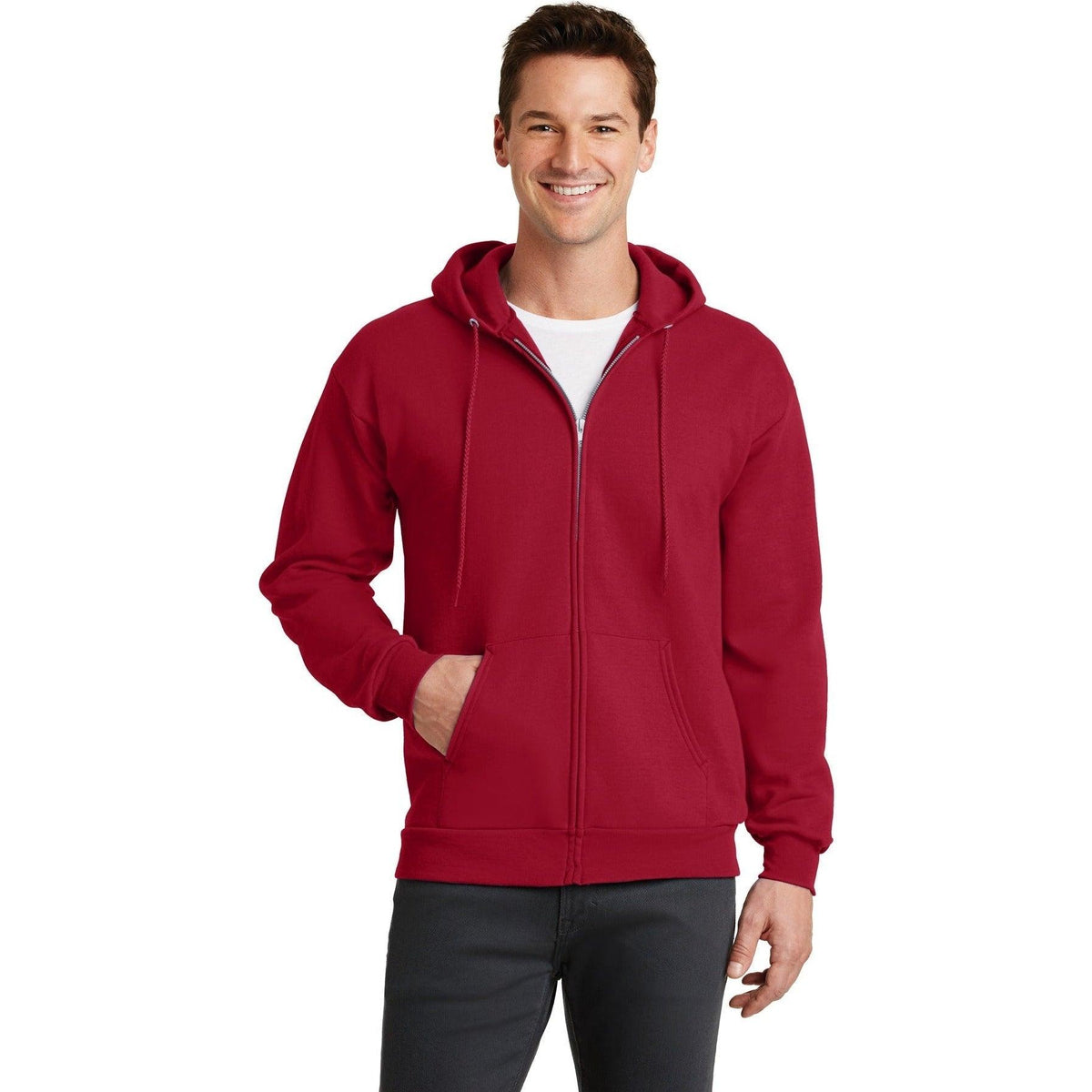 no-logo Port & Company Core Fleece Full-Zip Hooded Sweatshirt-Regular-Port & Company-Thread Logic