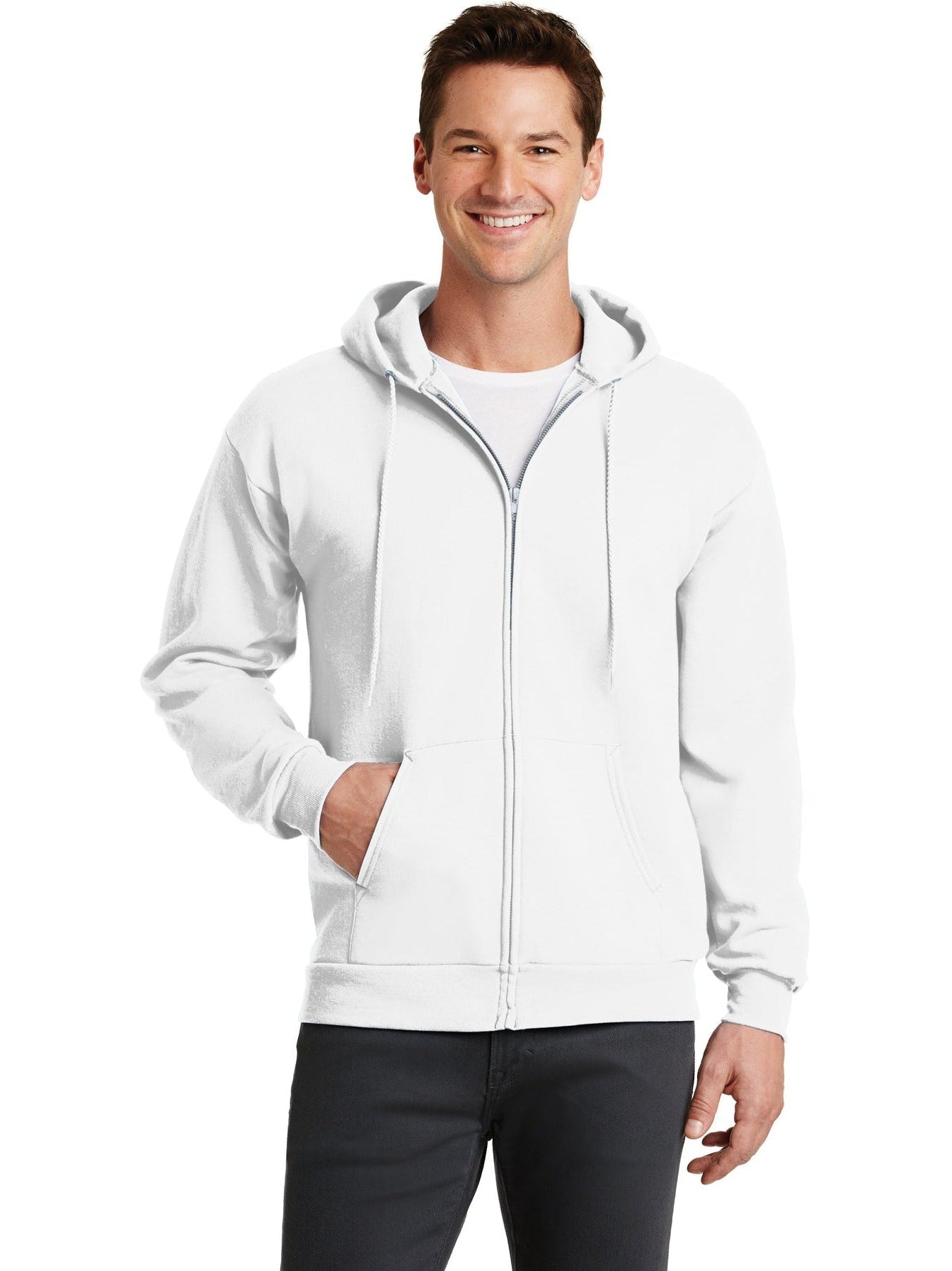 no-logo Port & Company Core Fleece Full-Zip Hooded Sweatshirt-Regular-Port & Company-Thread Logic