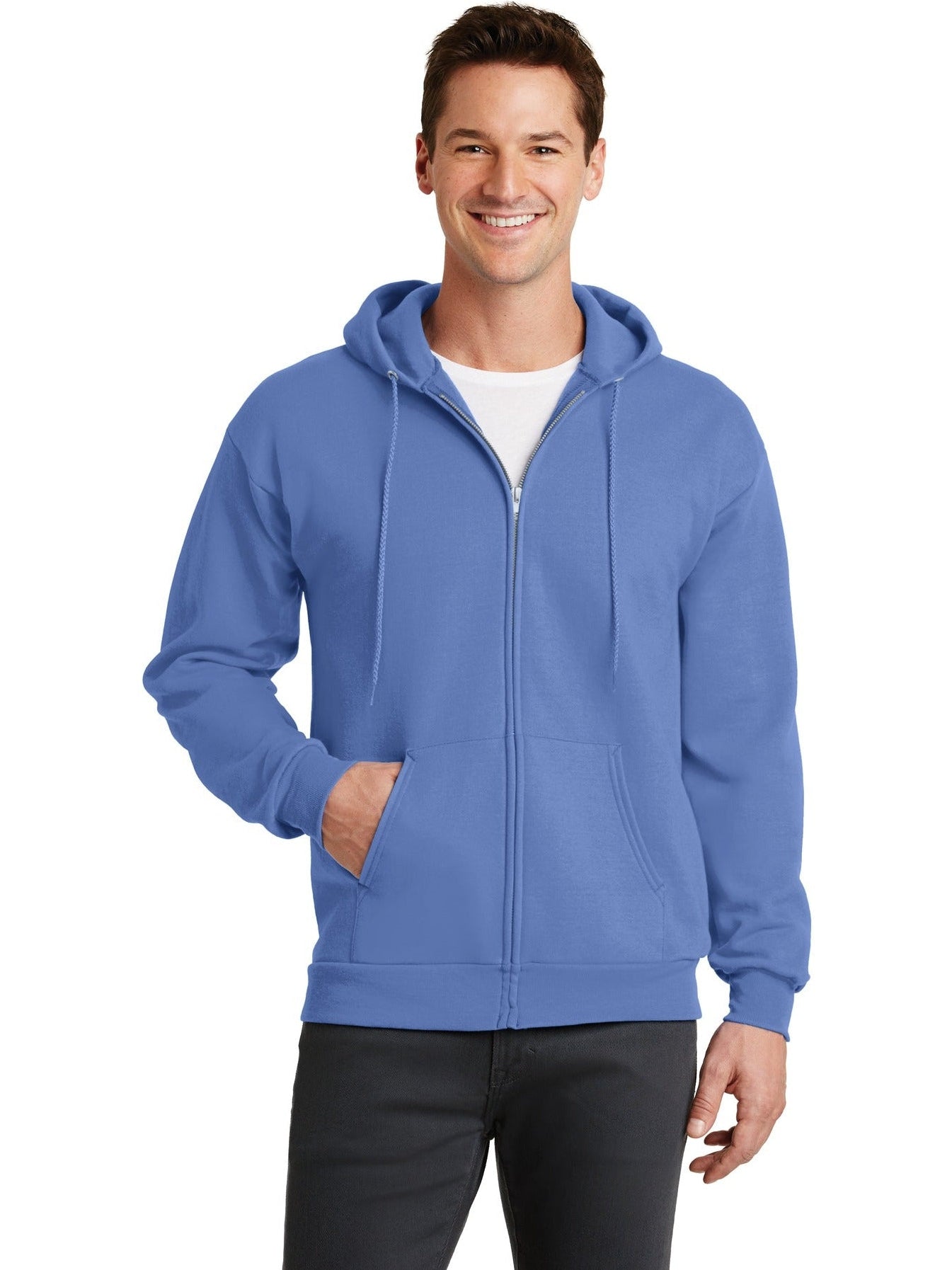 no-logo Port & Company Core Fleece Full-Zip Hooded Sweatshirt-Regular-Port & Company-Thread Logic