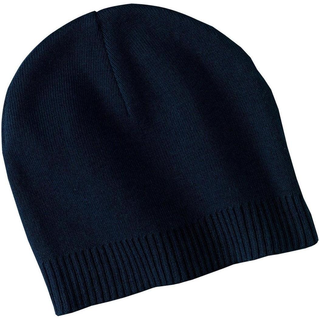 no-logo Port & Company Cotton Beanie-Headwear-Port & Company-Navy-OSFA-Thread Logic