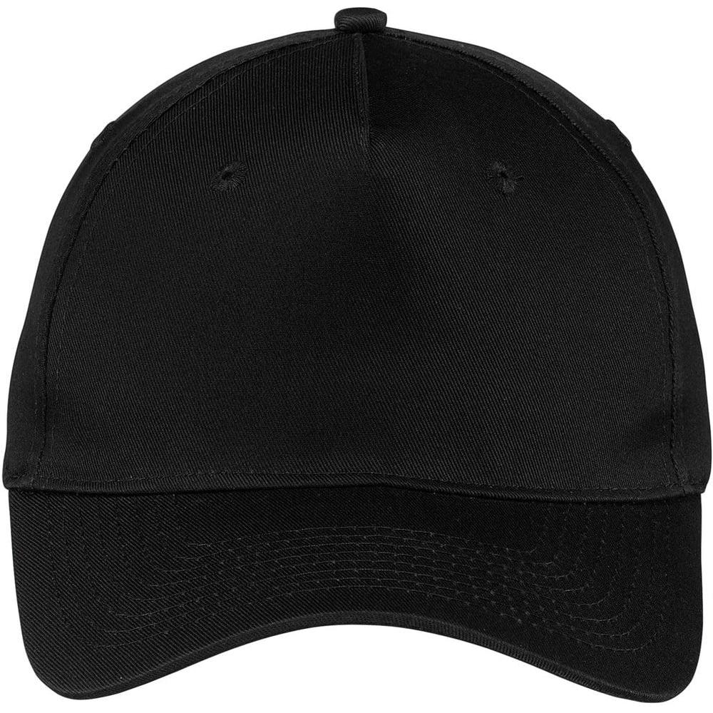 no-logo Port & Company Five-Panel Twill Cap-Regular-Port & Company-Black-OSFA-Thread Logic