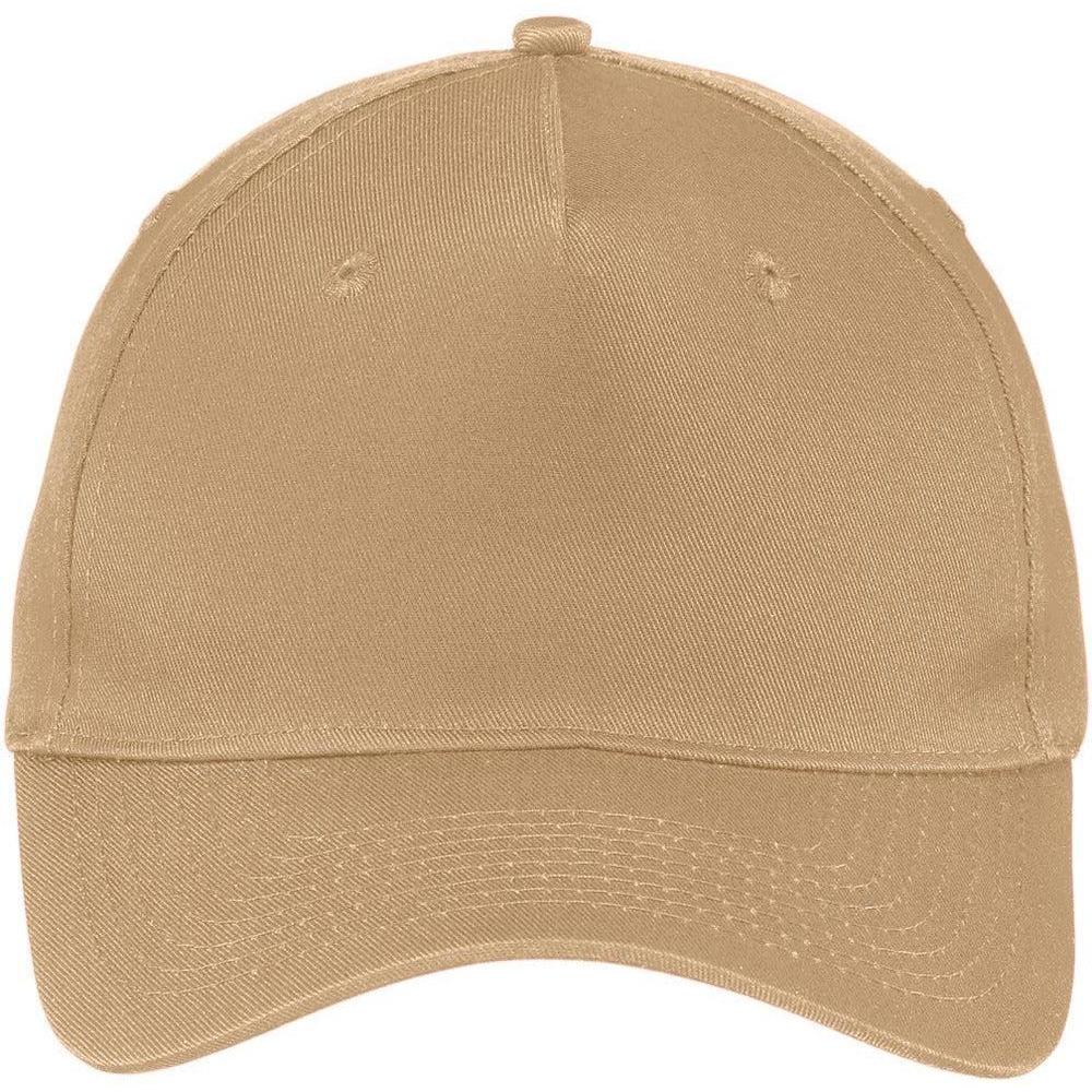 no-logo Port & Company Five-Panel Twill Cap-Regular-Port & Company-Khaki-OSFA-Thread Logic