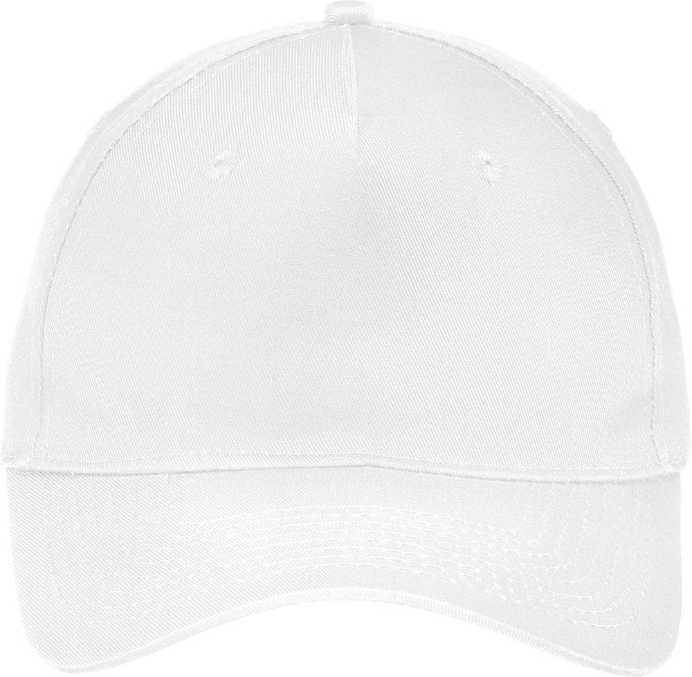 Port & Company Five-Panel Twill Cap-Regular-Port & Company-White-OSFA-Thread Logic