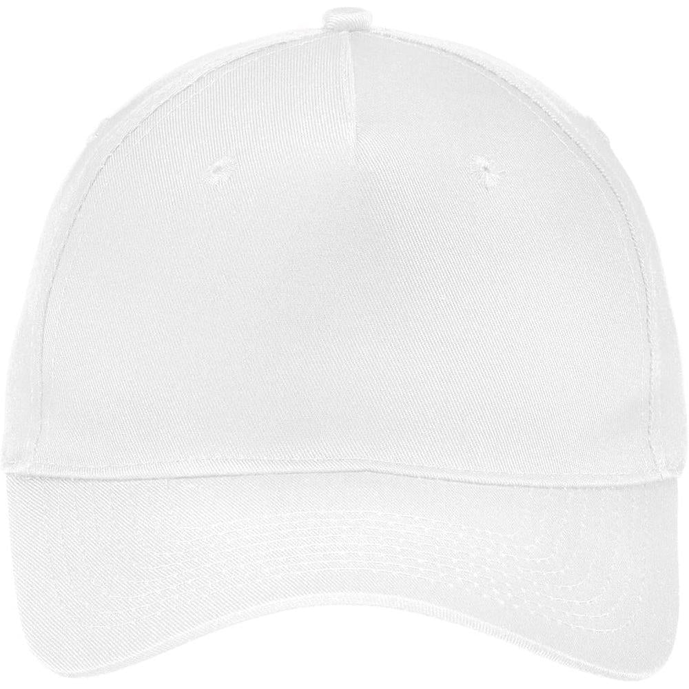 no-logo Port & Company Five-Panel Twill Cap-Regular-Port & Company-White-OSFA-Thread Logic