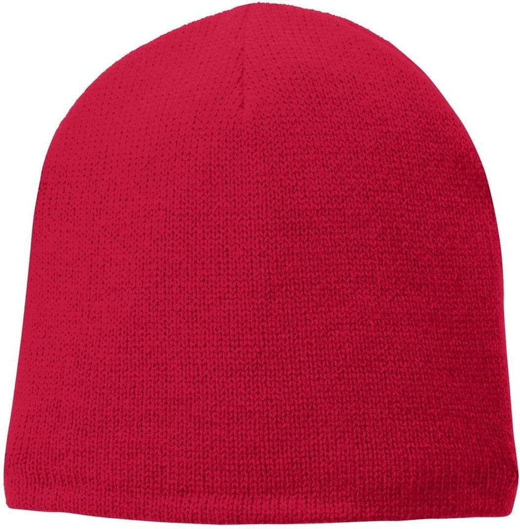 Port & Company Fleece-Lined Beanie Cap-Regular-Port & Company-Athletic Red-OSFA-Thread Logic