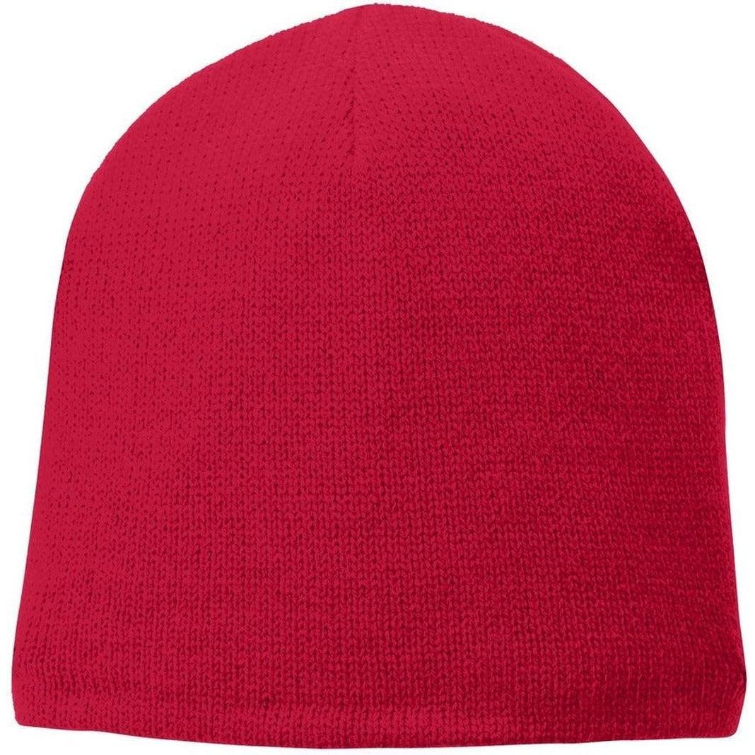 no-logo Port & Company Fleece-Lined Beanie Cap-Regular-Port & Company-Athletic Red-OSFA-Thread Logic