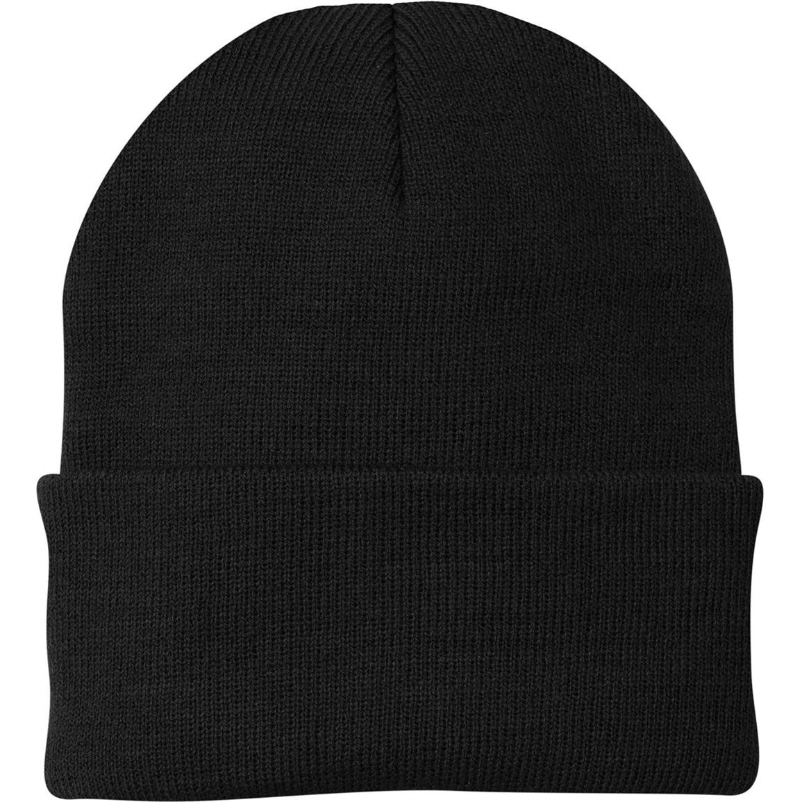 no-logo Port & Company Knit Cap-Headwear-Port & Company-Black-Thread Logic