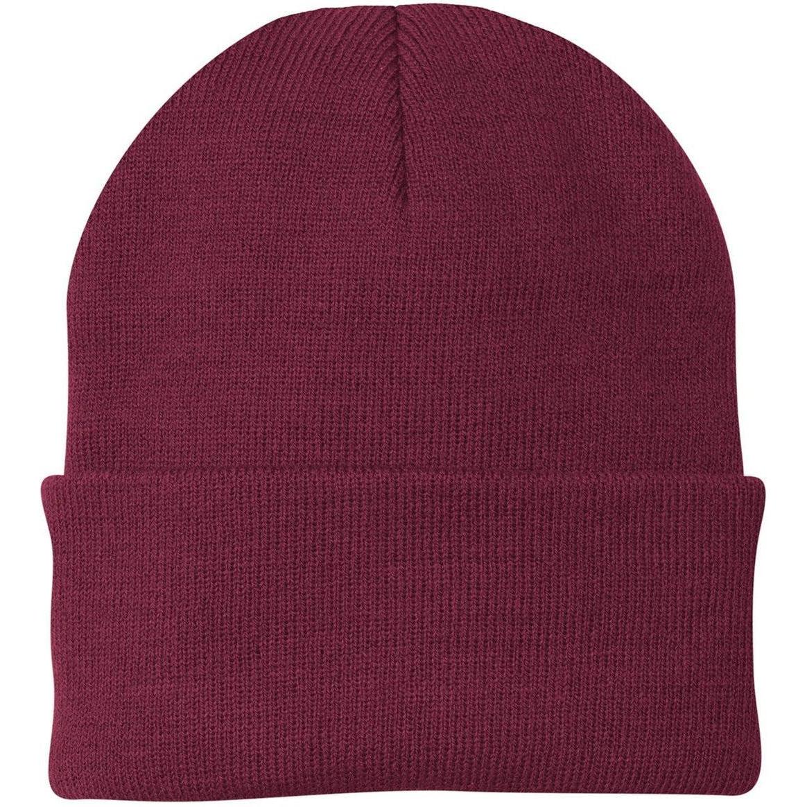 no-logo Port & Company Knit Cap-Headwear-Port & Company-Maroon-Thread Logic