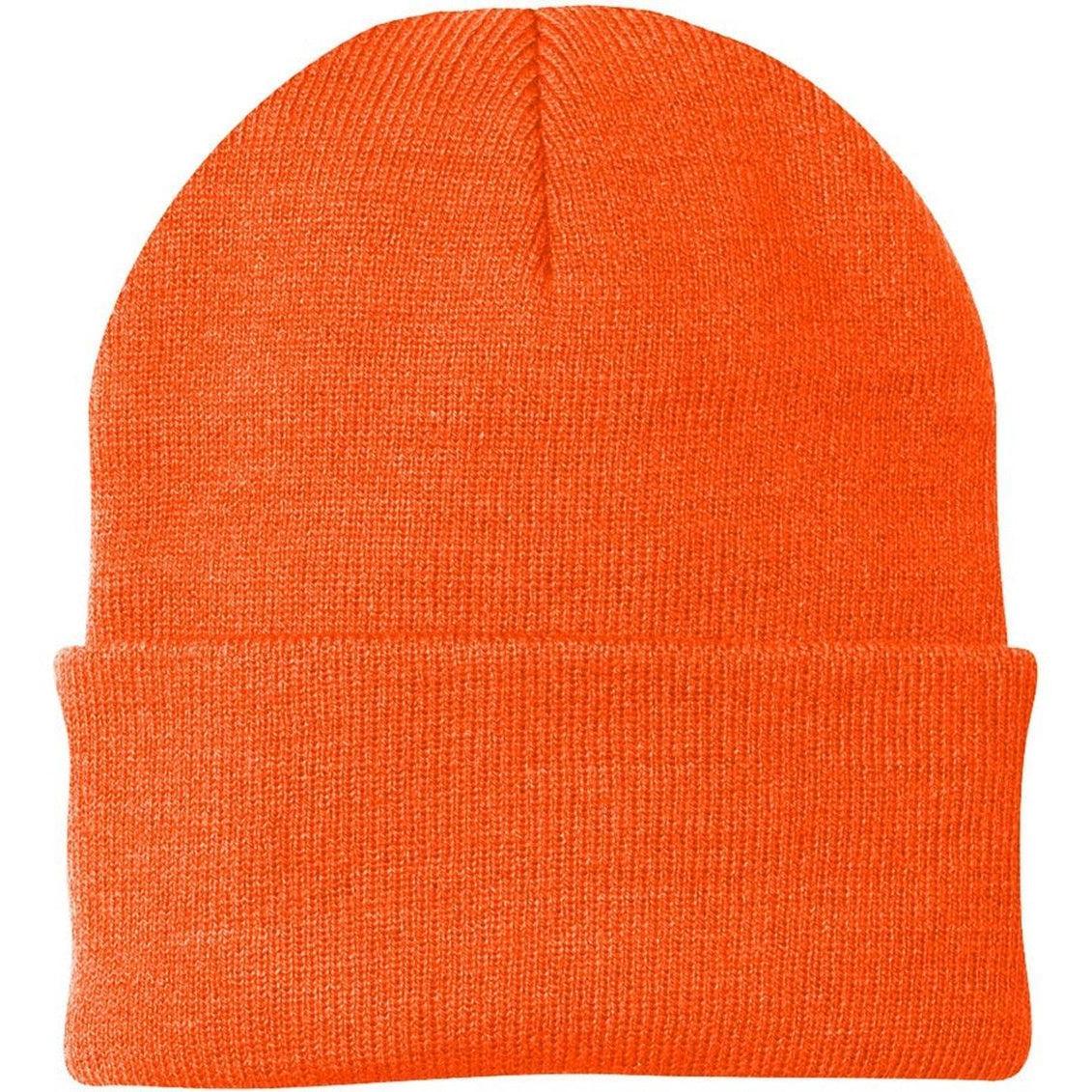 no-logo Port & Company Knit Cap-Headwear-Port & Company-Neon Orange-Thread Logic
