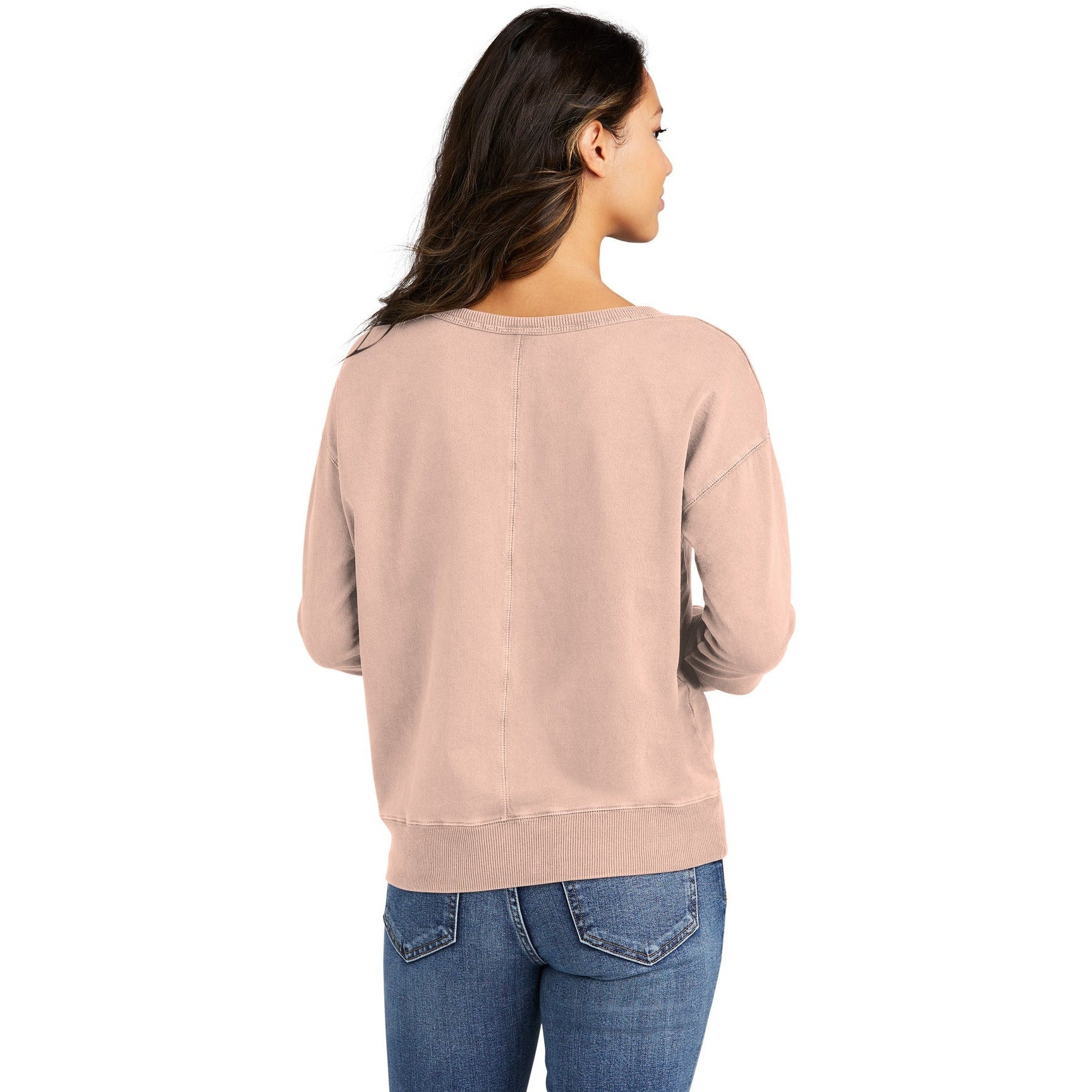 no-logo Port & Company Ladies Beach Wash Garment-Dyed V-Neck Sweatshirt-Apparel-Port & Company-Thread Logic