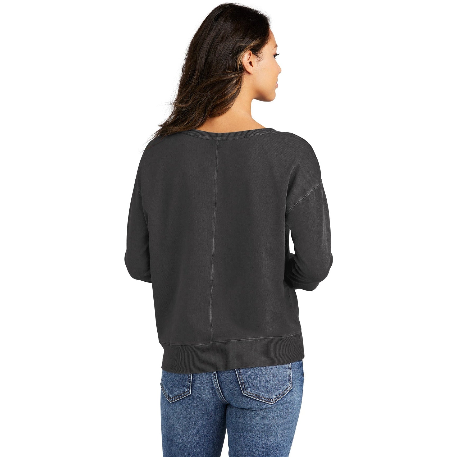 no-logo Port & Company Ladies Beach Wash Garment-Dyed V-Neck Sweatshirt-Apparel-Port & Company-Thread Logic