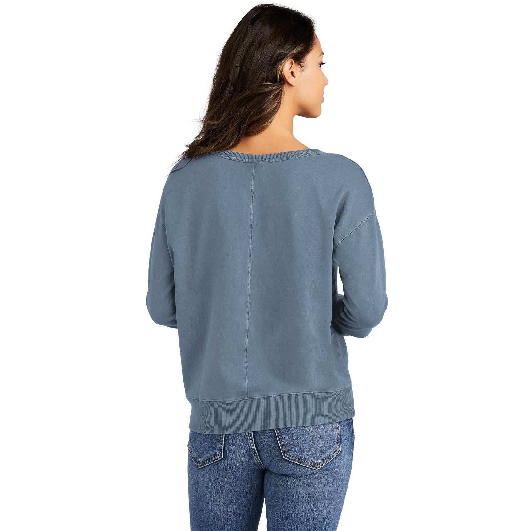 no-logo Port & Company Ladies Beach Wash Garment-Dyed V-Neck Sweatshirt-Apparel-Port & Company-Thread Logic