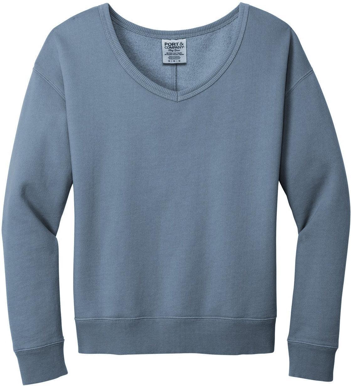 Port & Company Women's Beach Wash Garment-Dyed V-Neck Sweatshirt