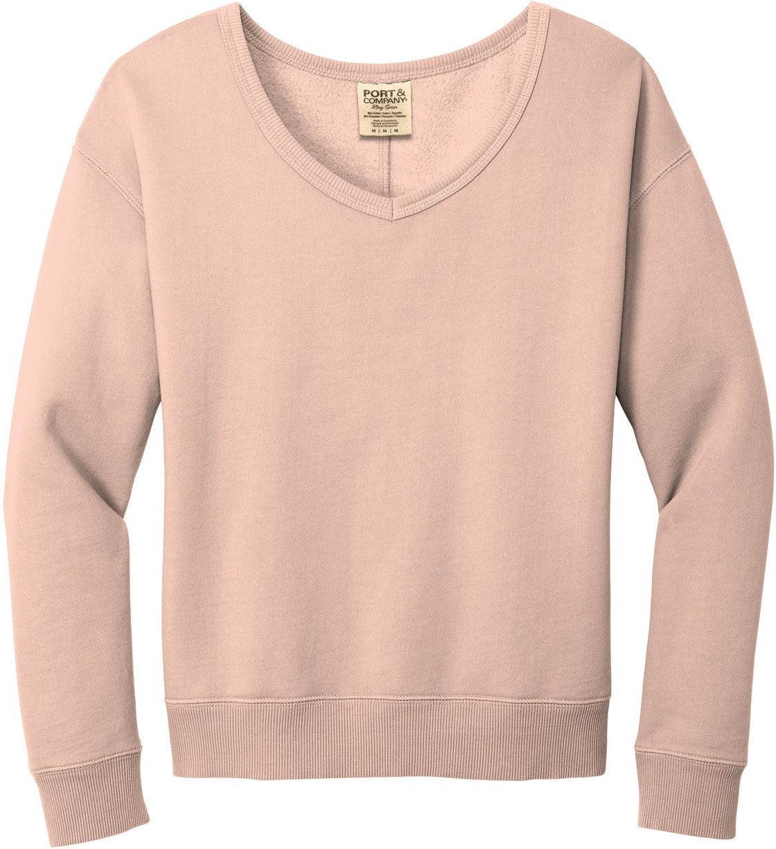 Port & Company Women's Beach Wash Garment-Dyed V-Neck Sweatshirt