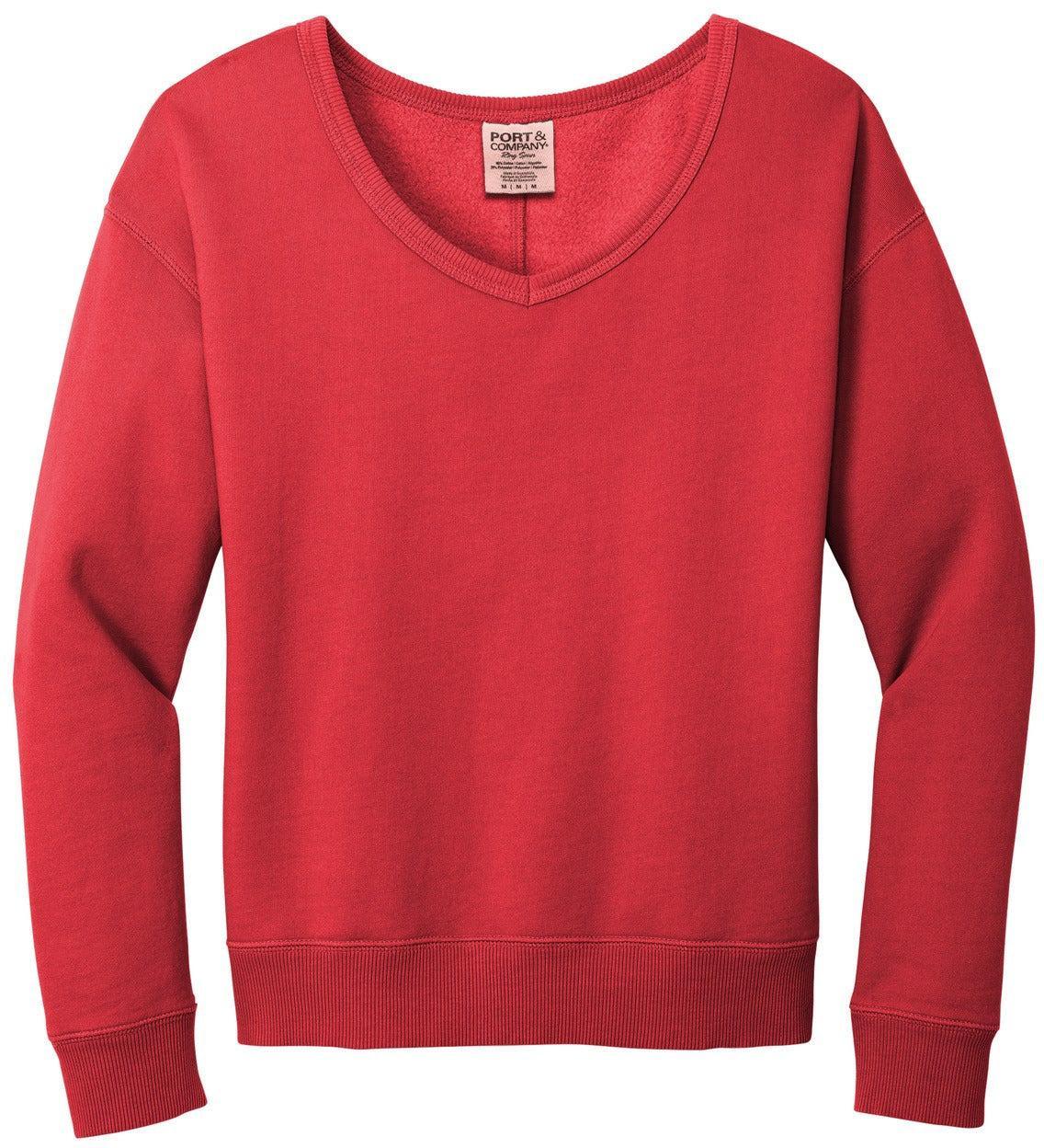 Port & Company Women's Beach Wash Garment-Dyed V-Neck Sweatshirt