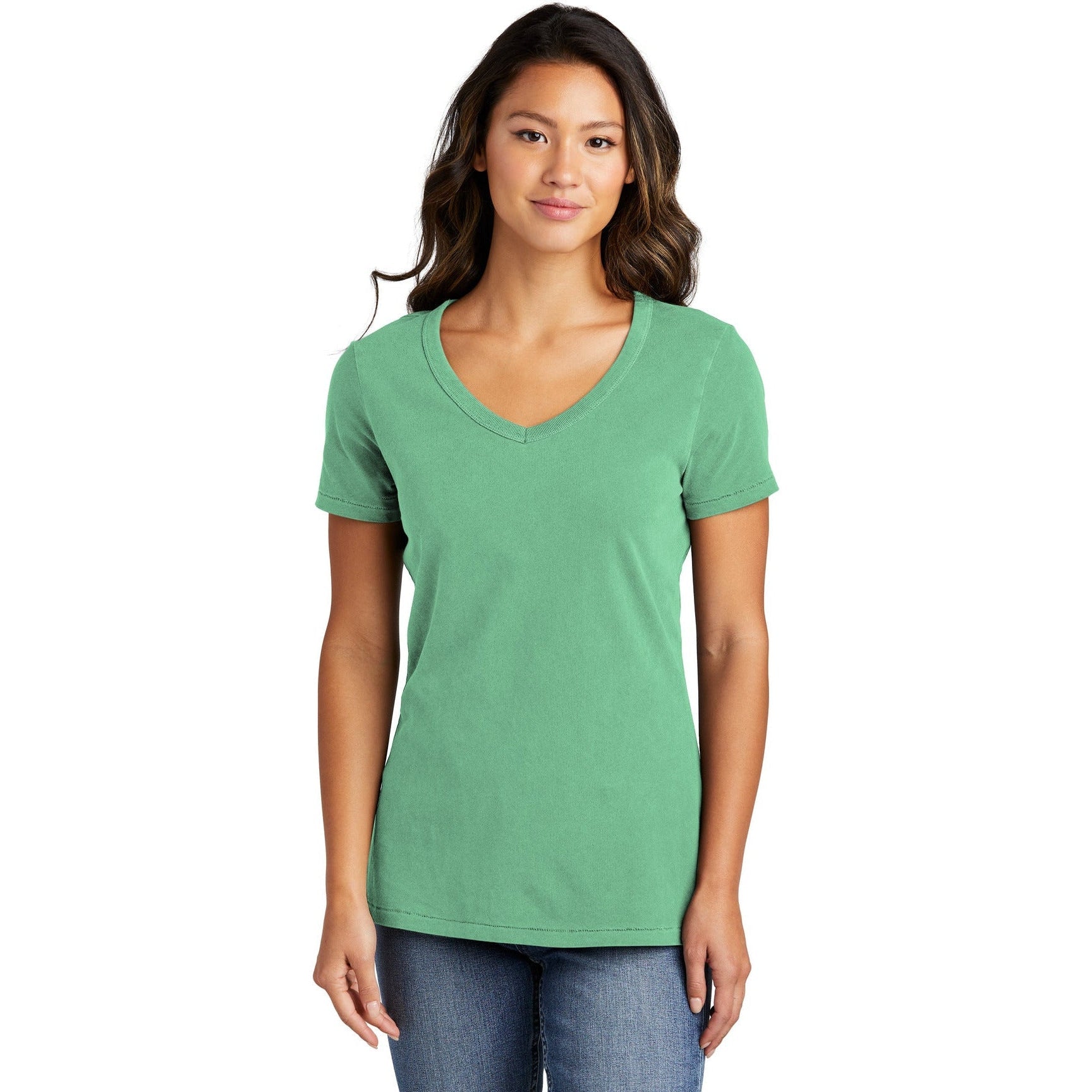 no-logo Port & Company Ladies Beach Wash Garment-Dyed V-Neck Tee-Apparel-Port & Company-Thread Logic