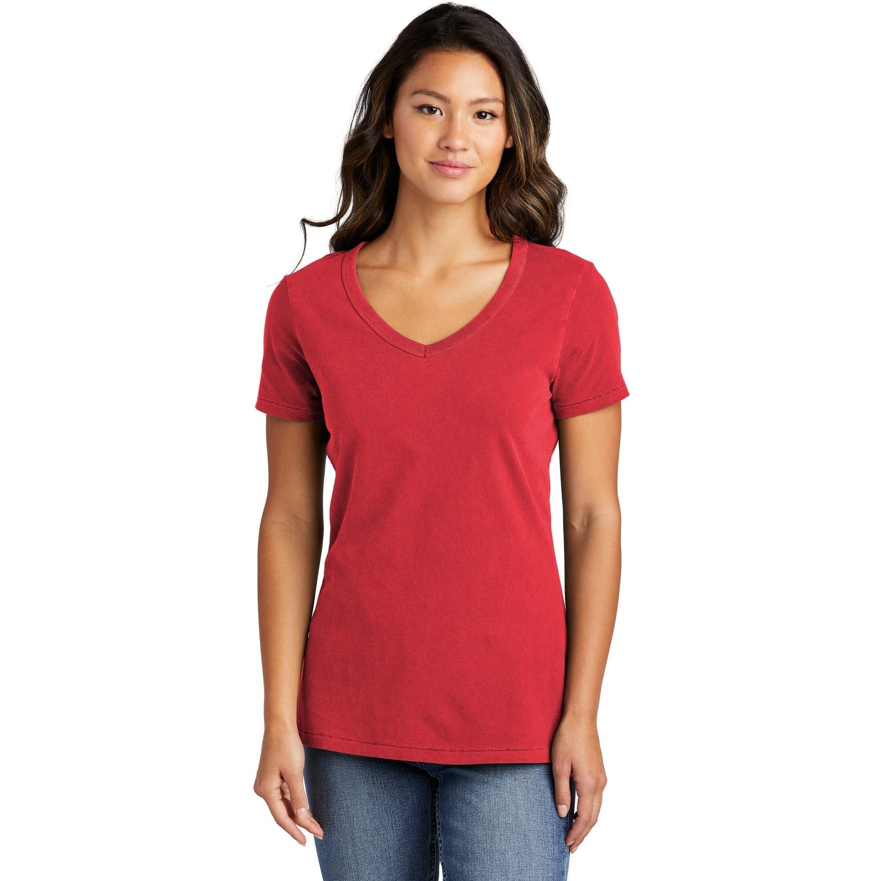 no-logo Port & Company Ladies Beach Wash Garment-Dyed V-Neck Tee-Apparel-Port & Company-Thread Logic