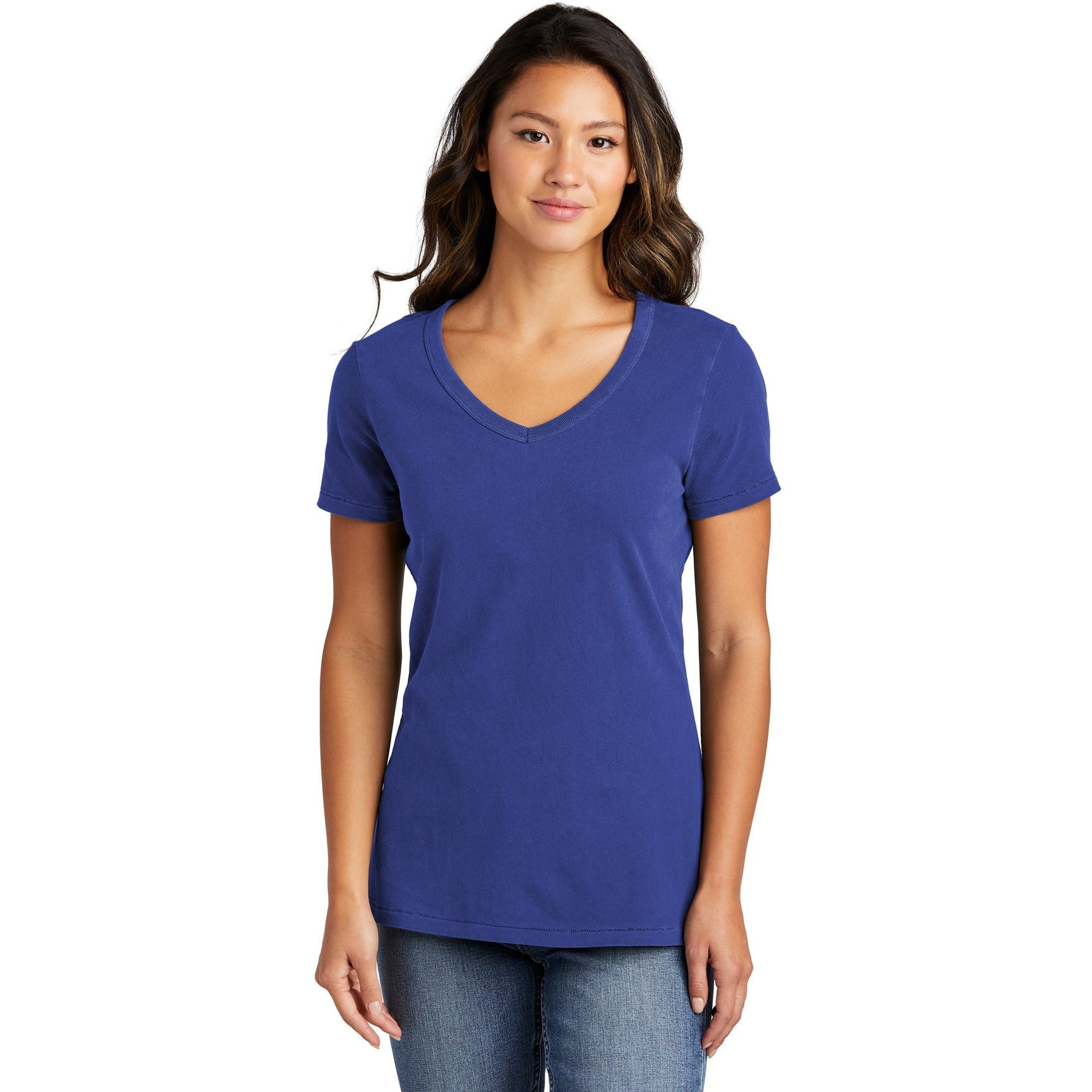 no-logo Port & Company Ladies Beach Wash Garment-Dyed V-Neck Tee-Apparel-Port & Company-Thread Logic
