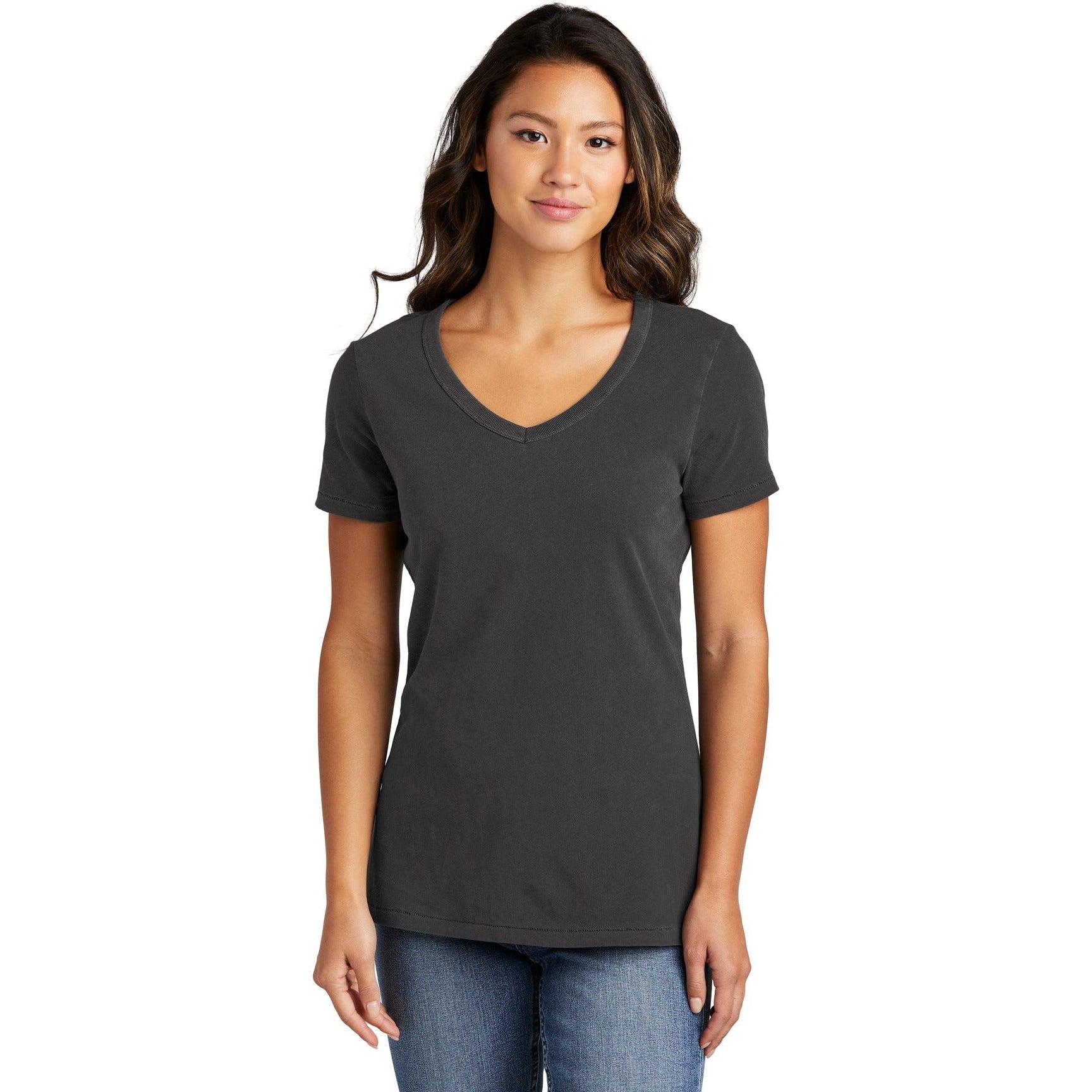 no-logo Port & Company Ladies Beach Wash Garment-Dyed V-Neck Tee-Apparel-Port & Company-Thread Logic