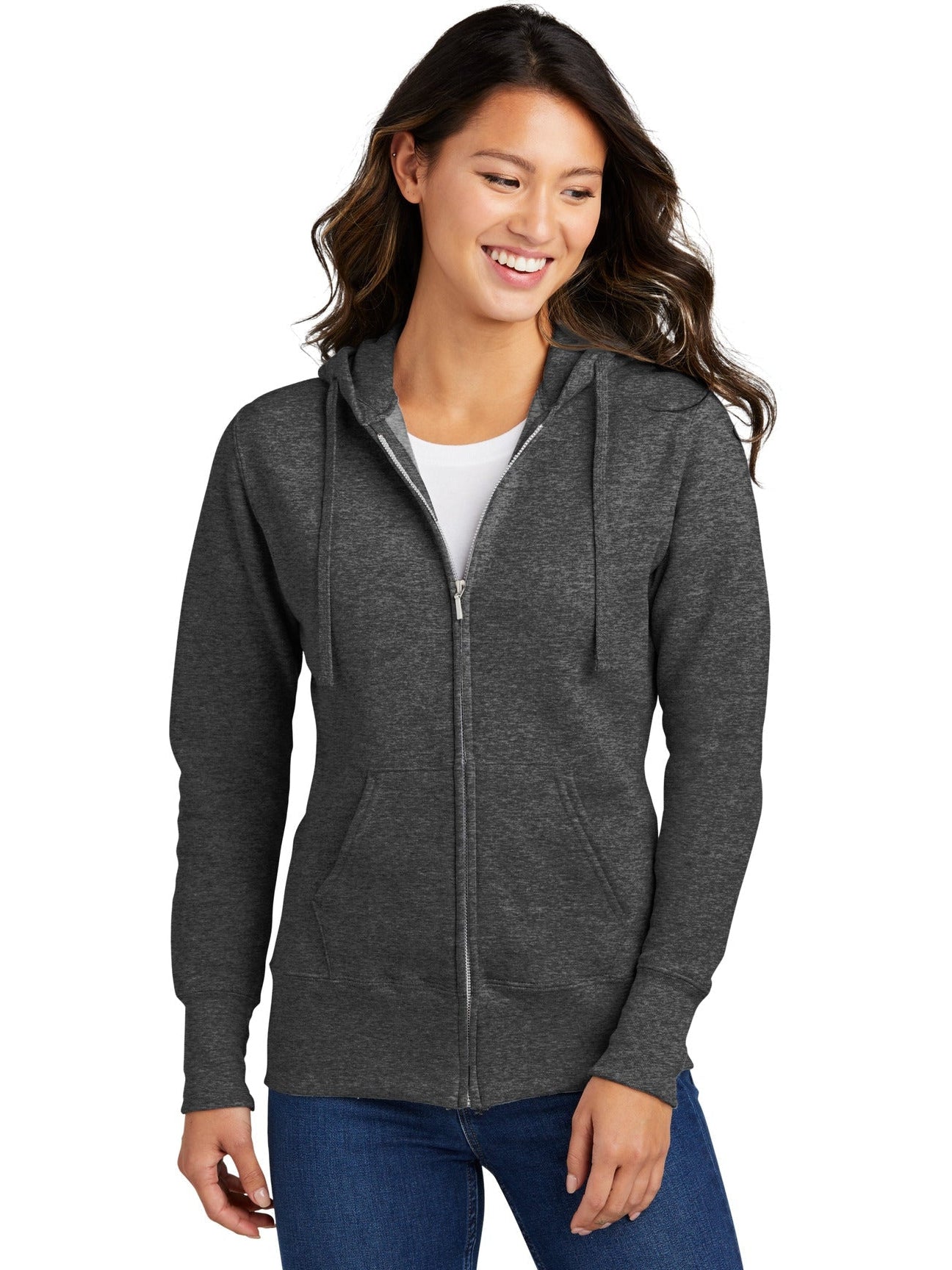 no-logo Port & Company Ladies Core Fleece Full-Zip Hooded Sweatshirt-Regular-Port & Company-Thread Logic