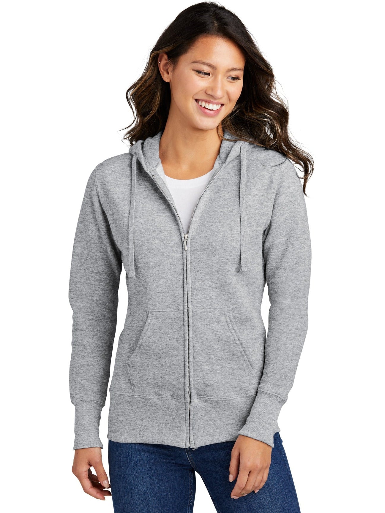 no-logo Port & Company Ladies Core Fleece Full-Zip Hooded Sweatshirt-Regular-Port & Company-Thread Logic