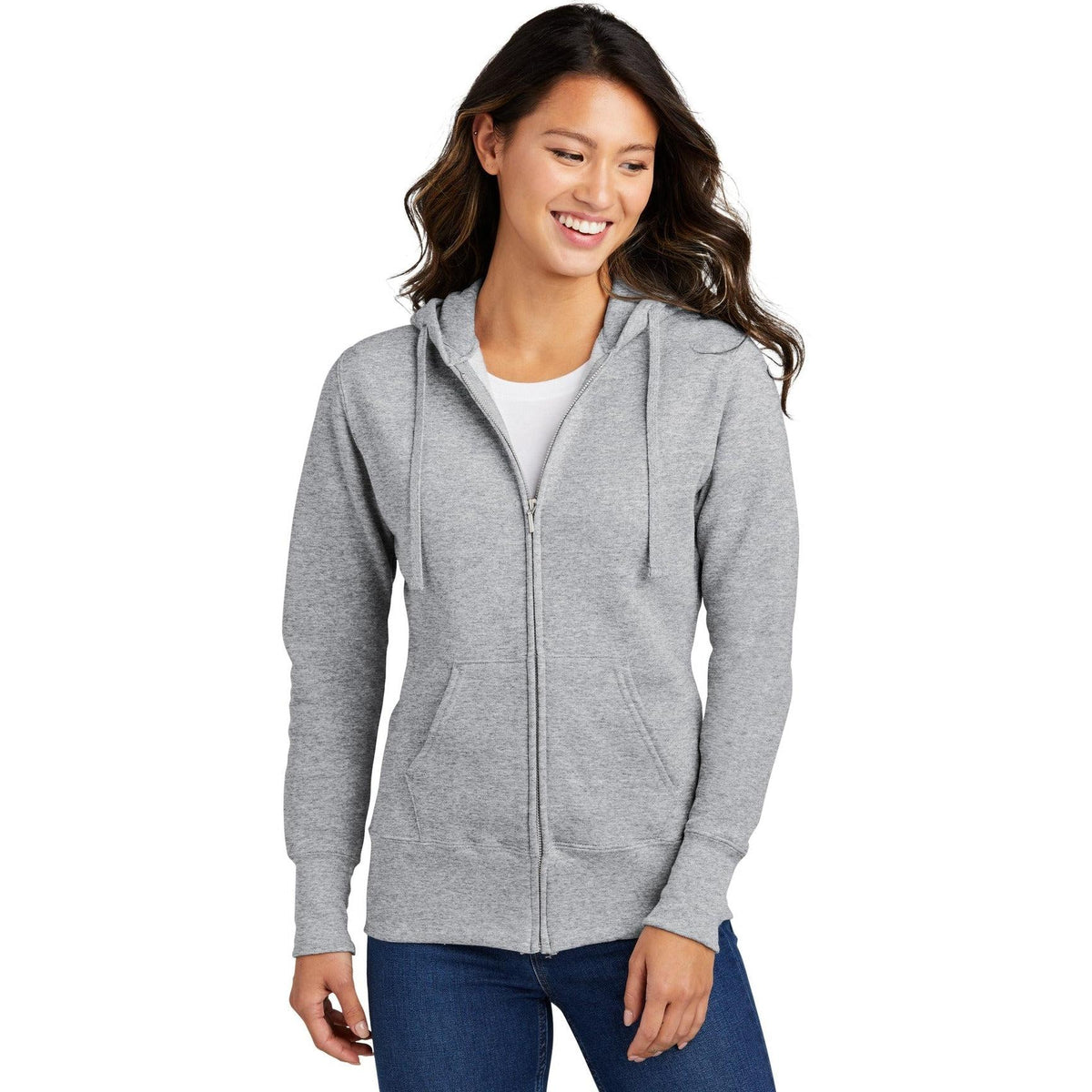 no-logo Port & Company Ladies Core Fleece Full-Zip Hooded Sweatshirt-Regular-Port & Company-Thread Logic