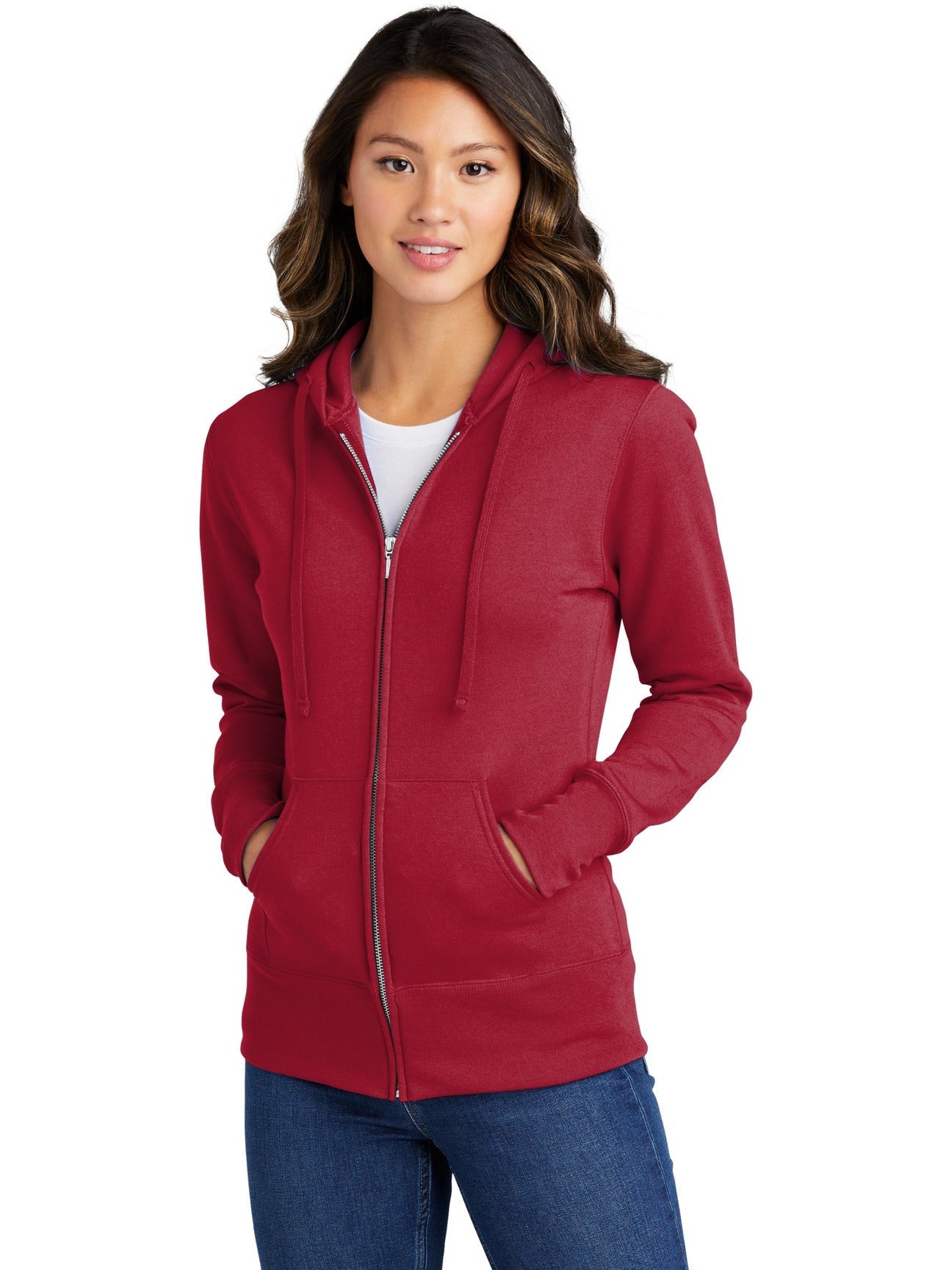 no-logo Port & Company Ladies Core Fleece Full-Zip Hooded Sweatshirt-Regular-Port & Company-Thread Logic